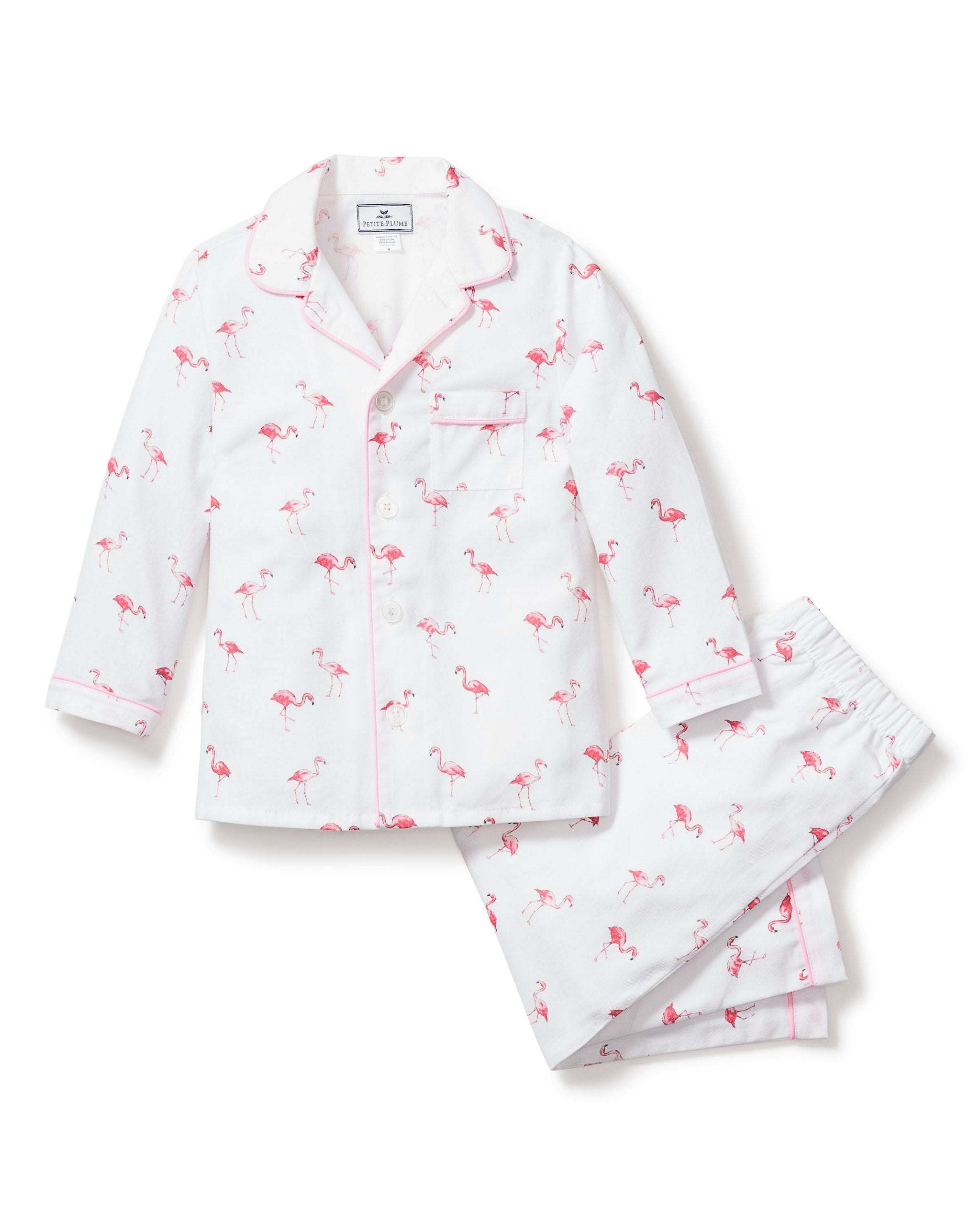Kid's Twill Pajama Set in Flamingos in Flamingos#Color_Flamingos