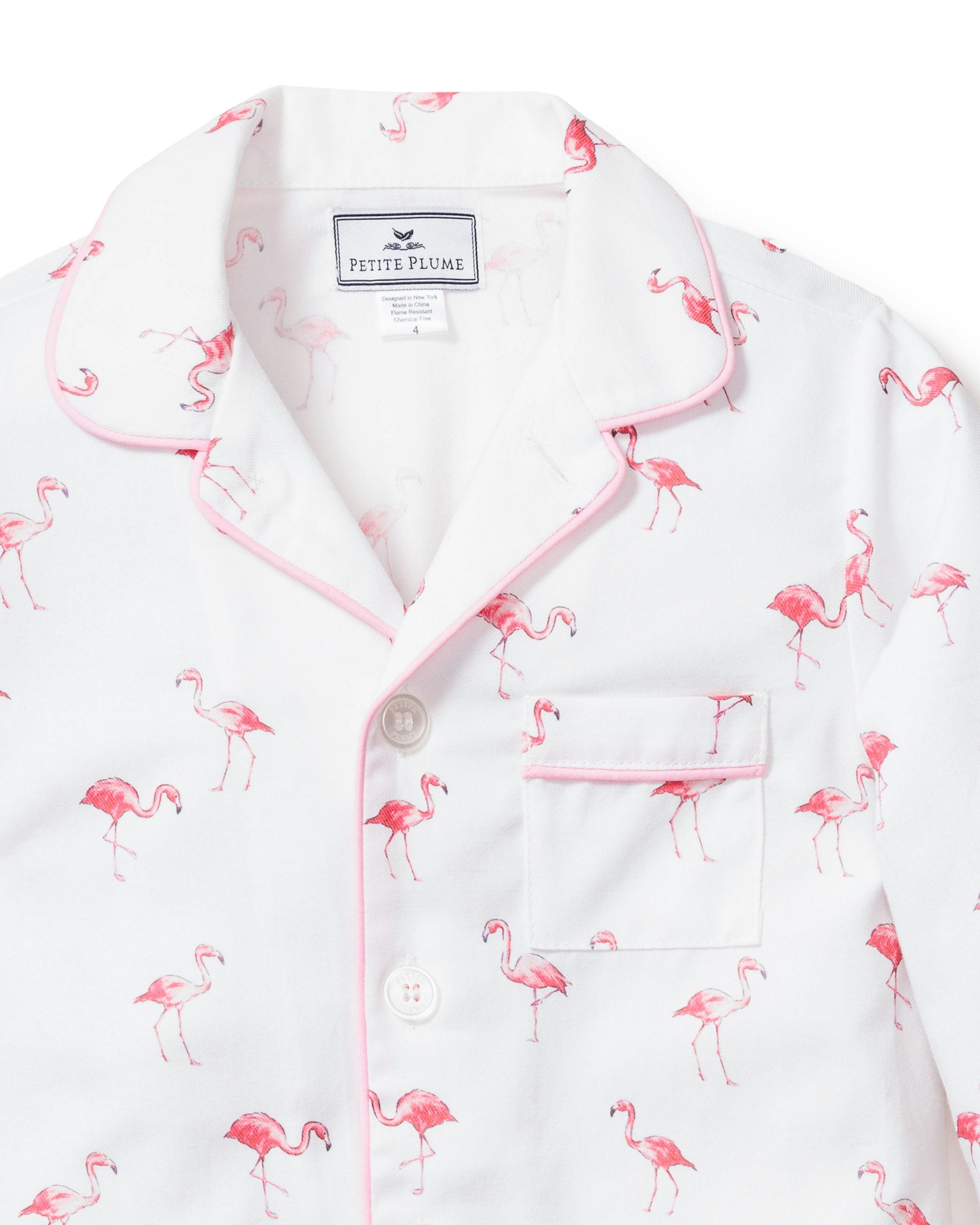 Kid's Twill Pajama Set in Flamingos in Flamingos#Color_Flamingos