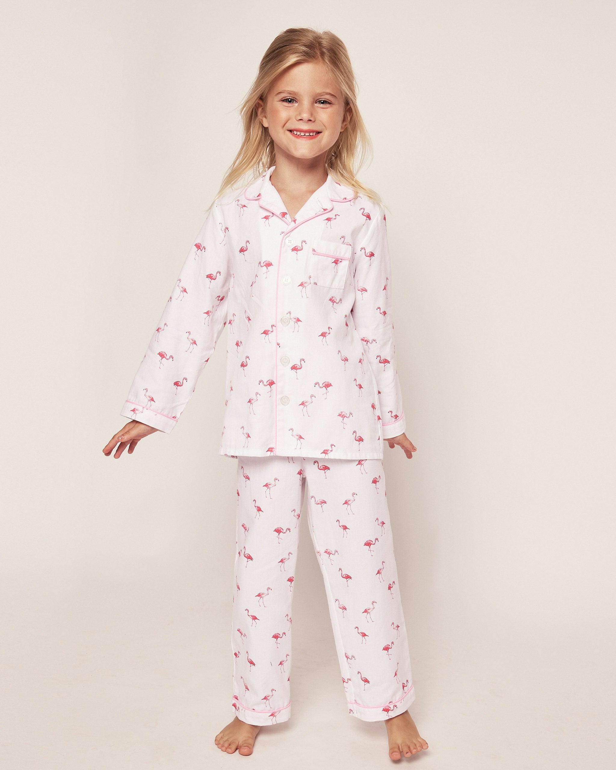 Kid's Twill Pajama Set in Coastal Charms in Flamingos#Color_Flamingos
