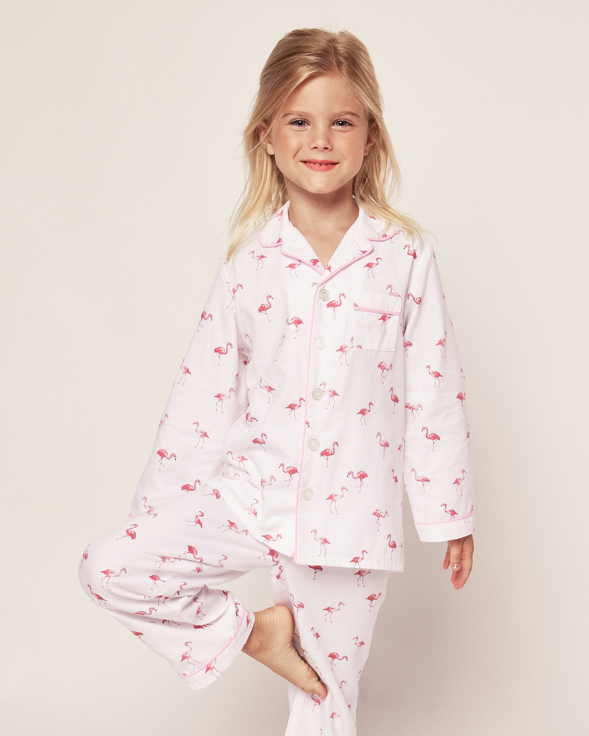 Kid's Twill Pajama Set in Flamingos in Flamingos#Color_Flamingos
