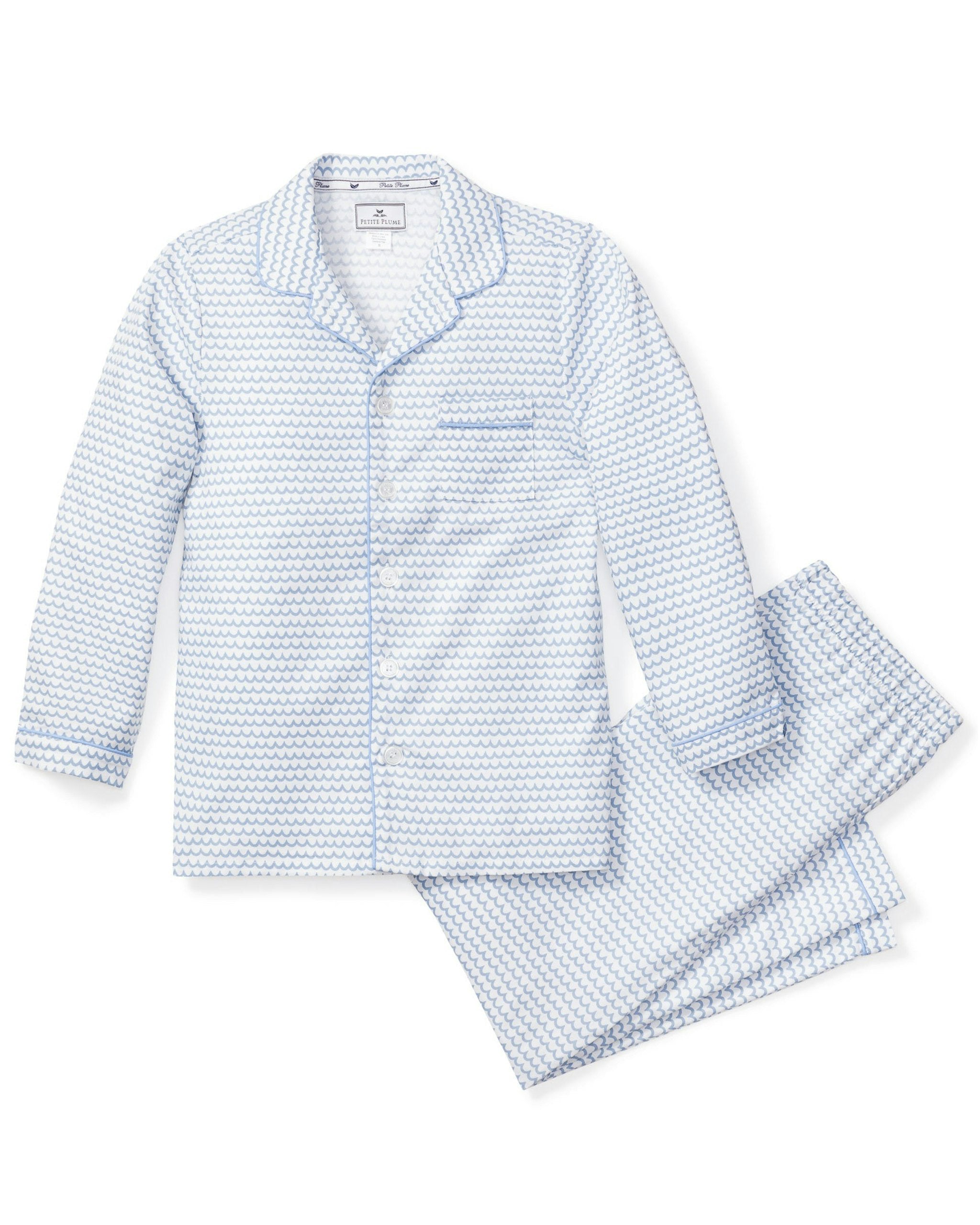 Kid's Twill Pajama Set in Flamingos in La Mer#Color_La Mer