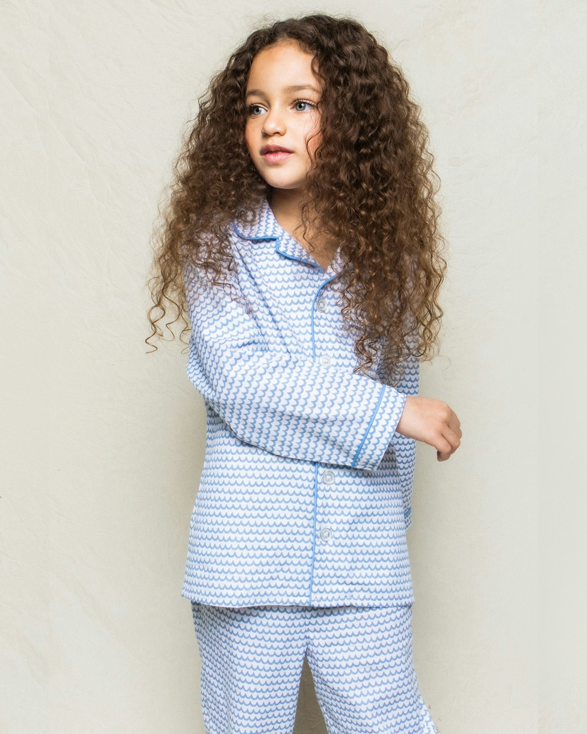 Kid's Twill Pajama Set in Flamingos in La Mer#Color_La Mer