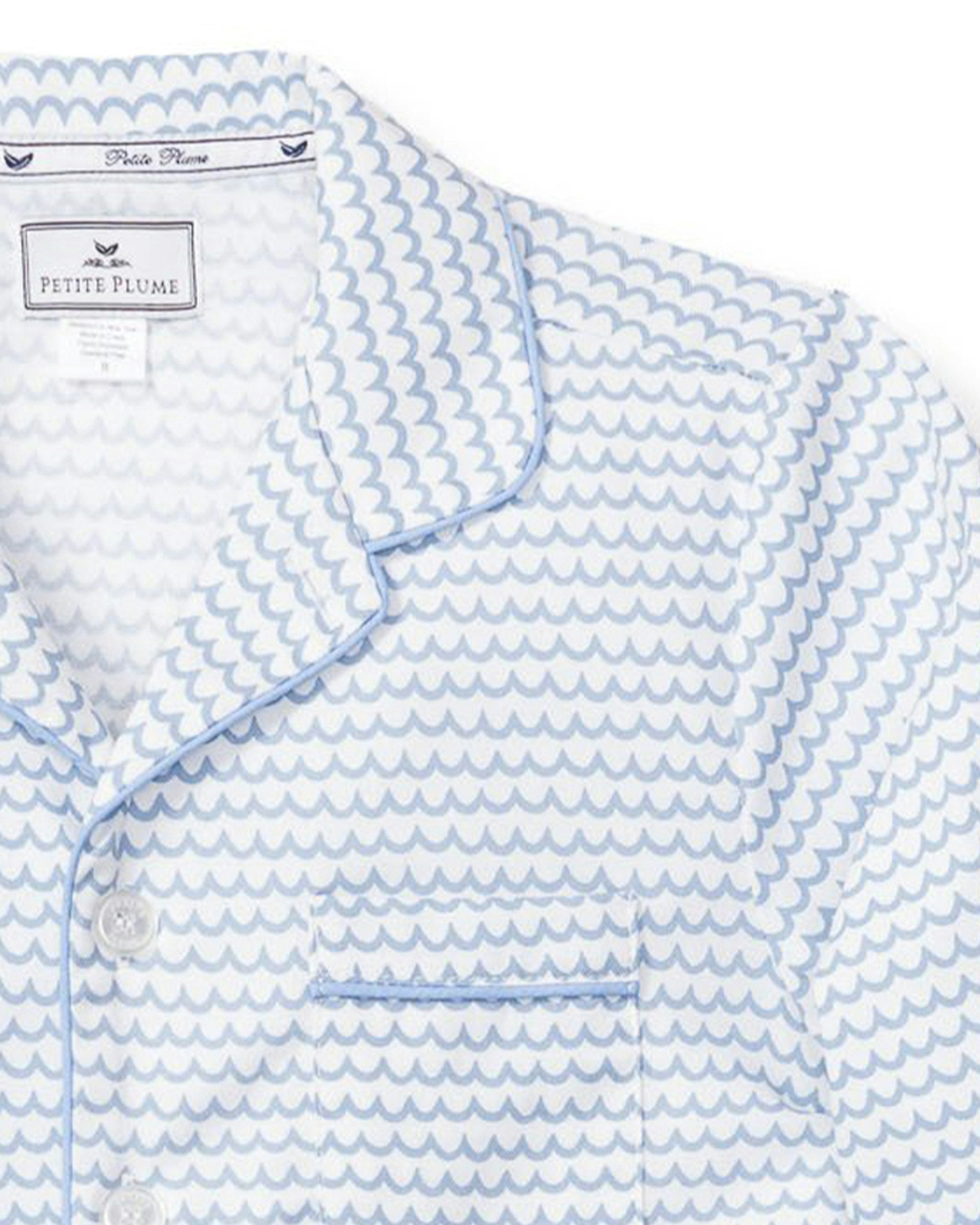 Kid's Twill Pajama Set in Flamingos in La Mer#Color_La Mer