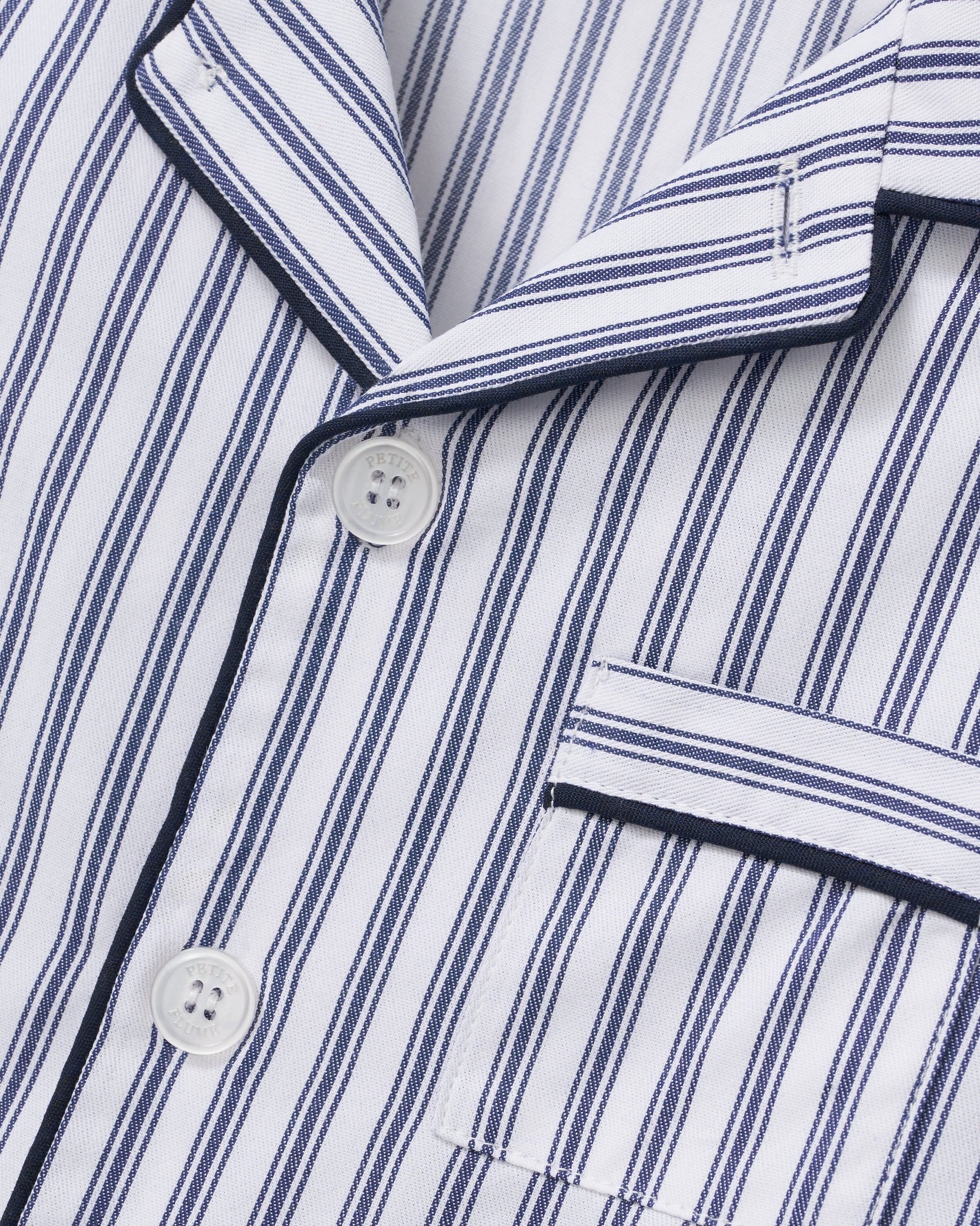 Kid's Twill Pajama Set in Navy French Ticking