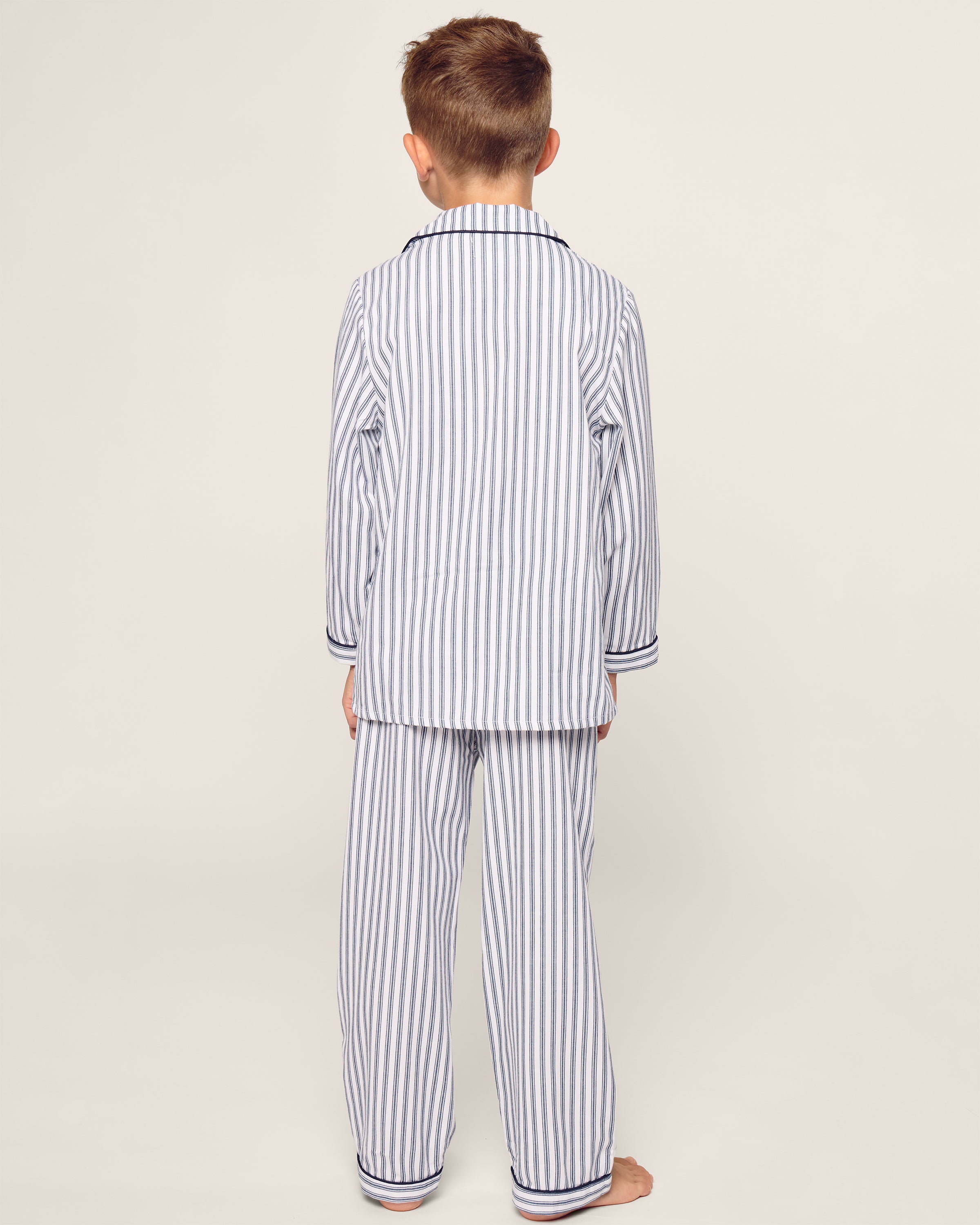 Kid's Twill Pajama Set in Navy French Ticking in Navy French Ticking#Color_Navy French Ticking