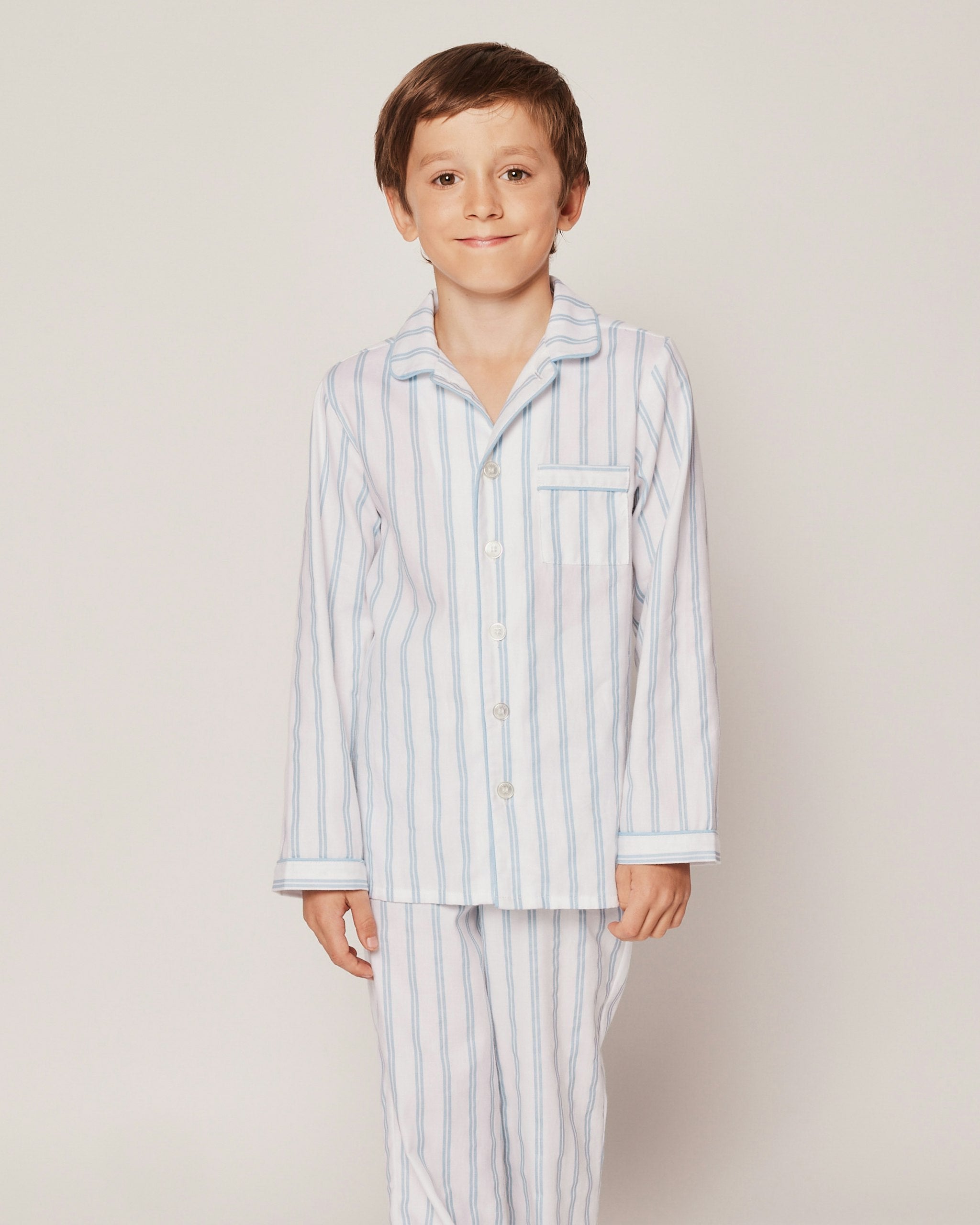Kid's Twill Pajama Set in Periwinkle Stripe in Periwinkle and White Stripe#Color_Periwinkle and White Stripe