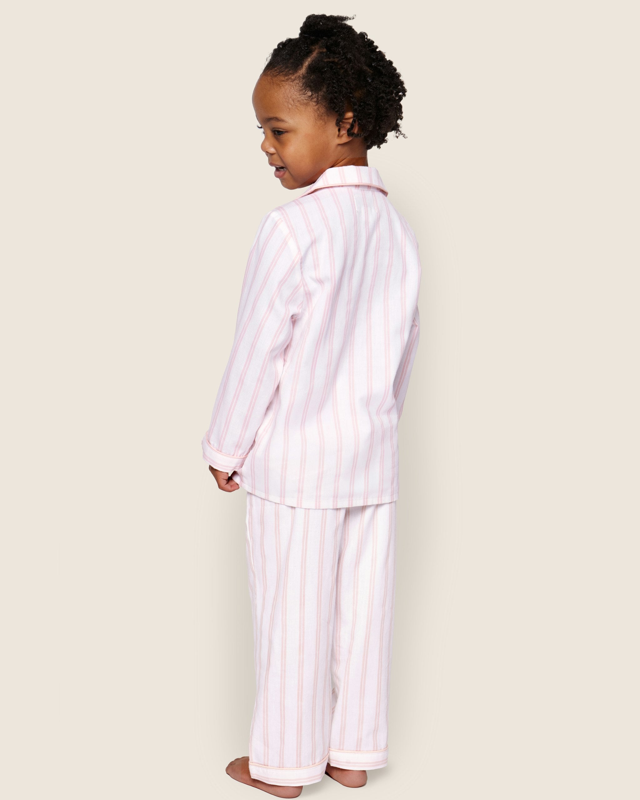 Kid's Twill Pajama Set in Periwinkle Stripe in Pink and White Stripe#Color_Pink and White Stripe
