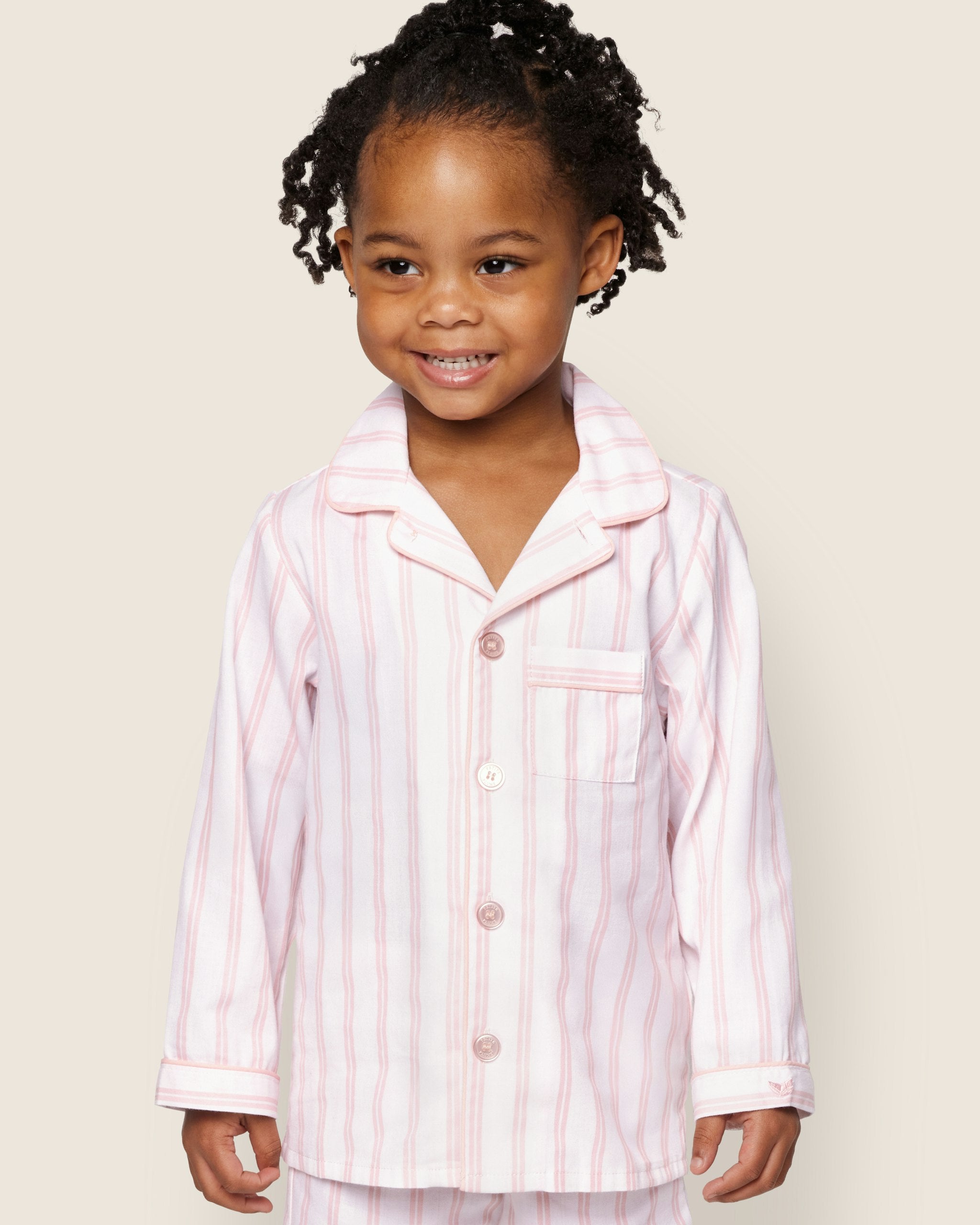 Kid's Twill Pajama Set in Periwinkle Stripe in Pink and White Stripe#Color_Pink and White Stripe