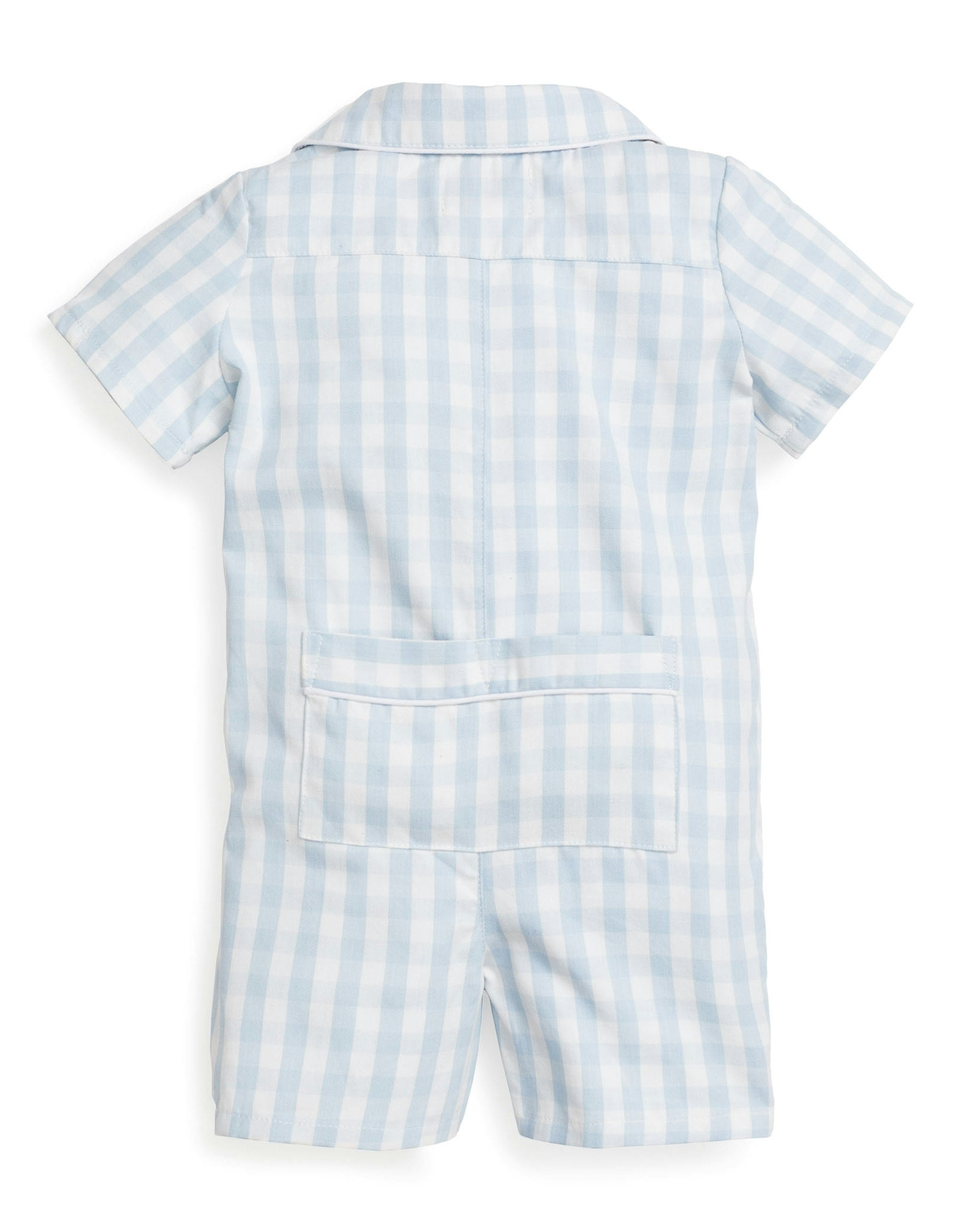 Baby's Twill Summer Romper in Royal Blue Gingham in Light Blue Gingham#Color_Light Blue Gingham