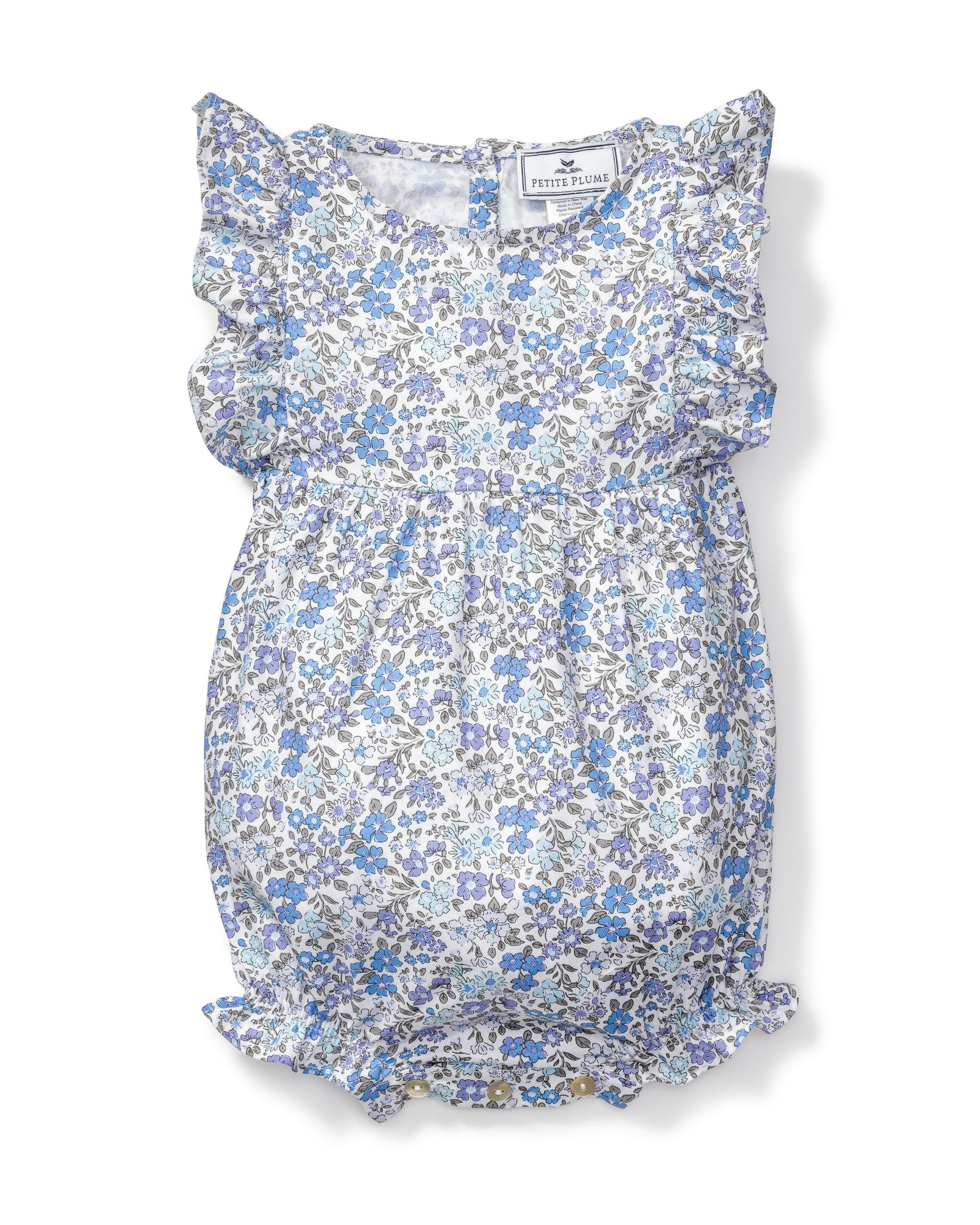 Baby's Twill Ruffled Romper in Fleur D'Azur in Fleur D'Azur#Color_Fleur D'Azur