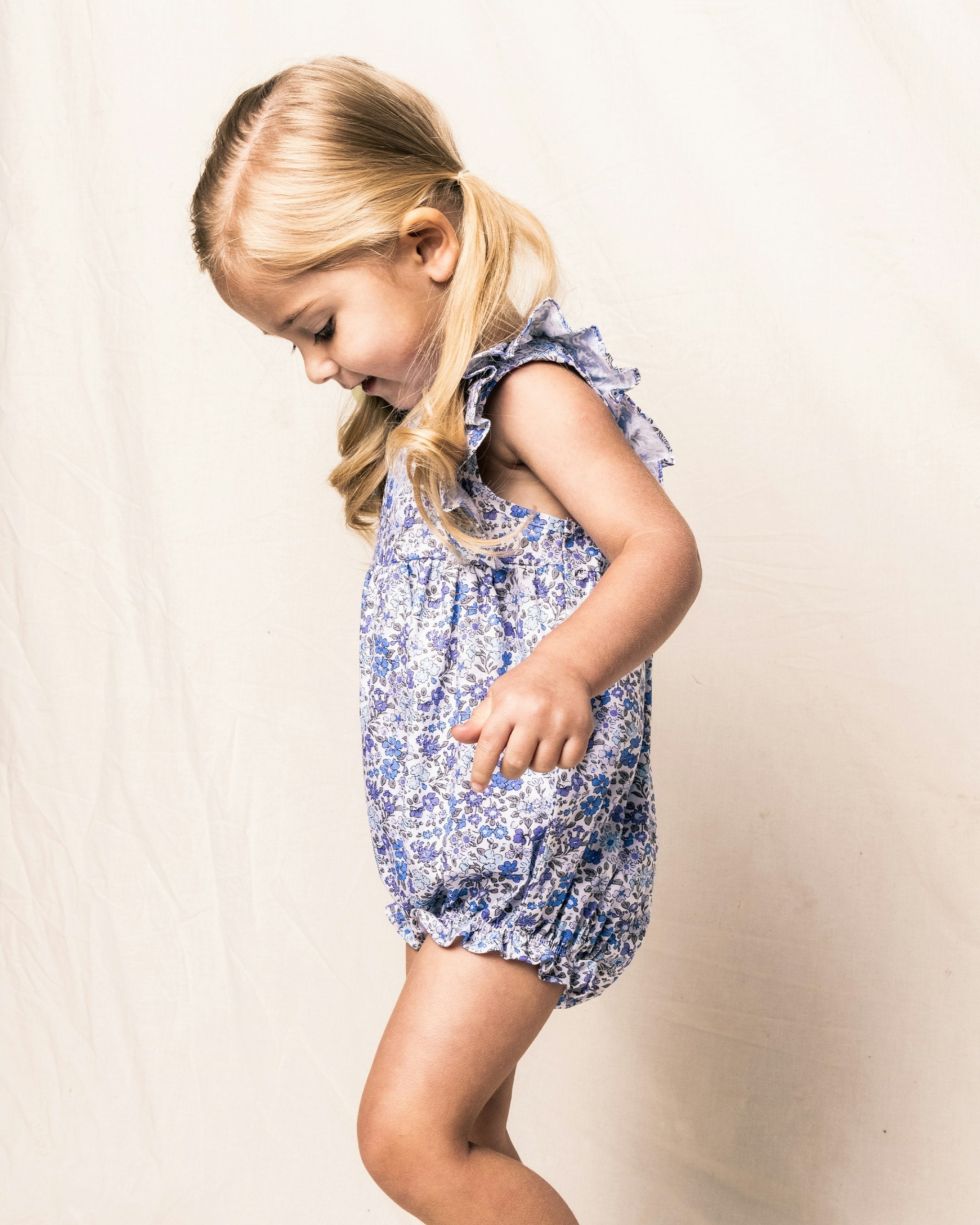 Baby's Twill Ruffled Romper in Fleur D'Azur in Fleur D'Azur#Color_Fleur D'Azur
