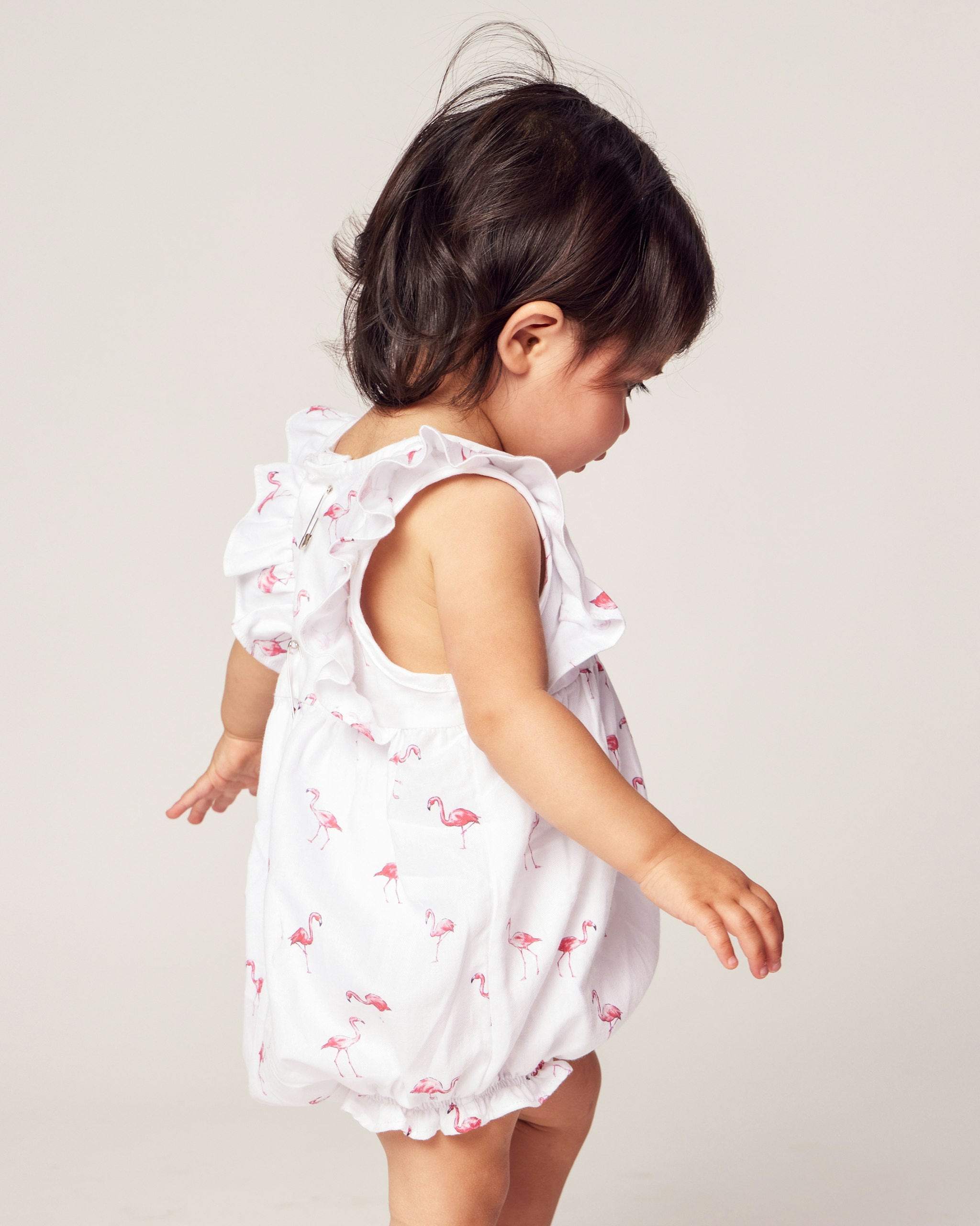 Baby's Twill Ruffled Romper in Flamingos in Flamingos#Color_Flamingos