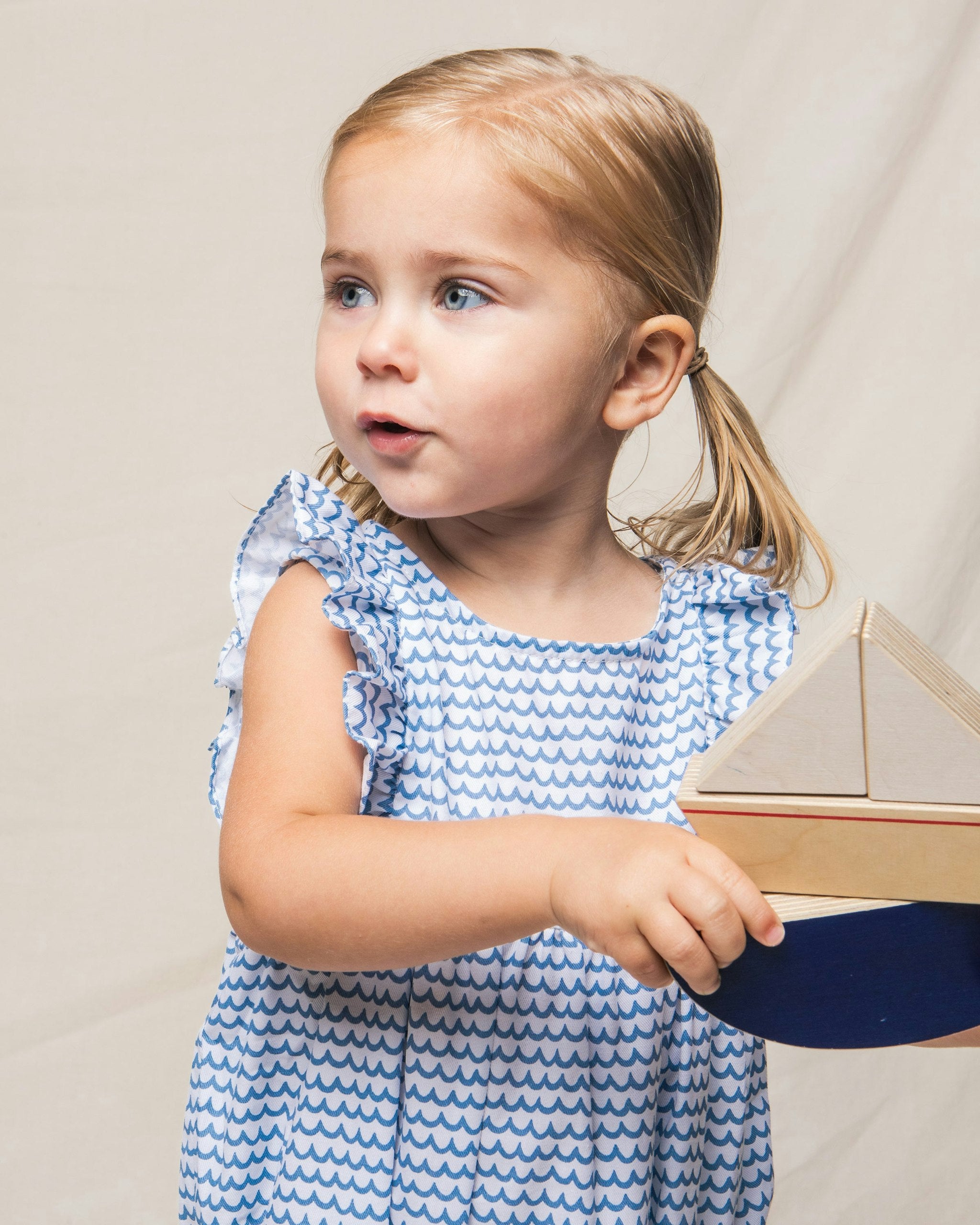 Baby's Twill Ruffled Romper in Bateau in La Mer#Color_La Mer