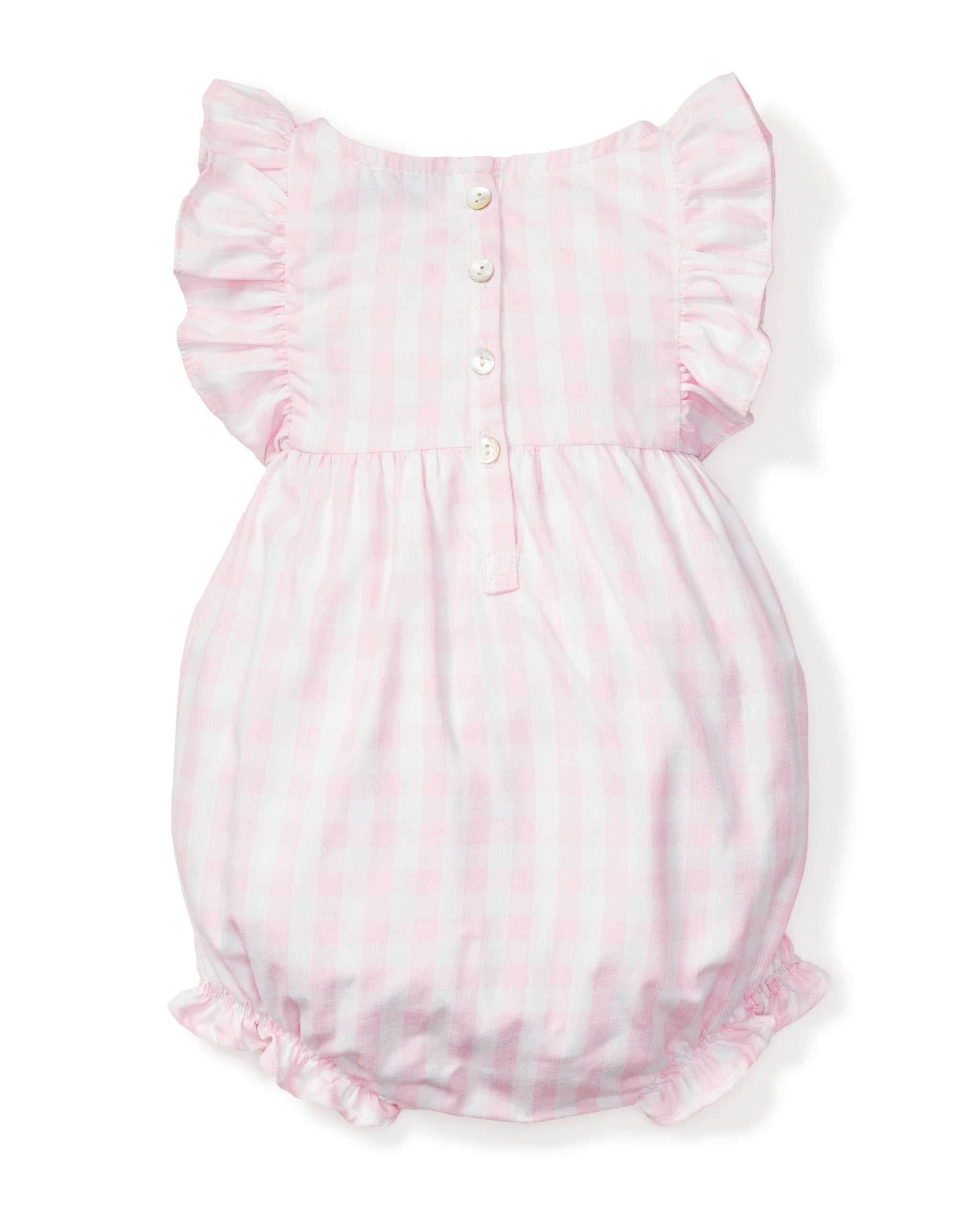 Baby's Twill Ruffled Romper in Royal Blue Gingham in Pink Gingham#Color_Pink Gingham