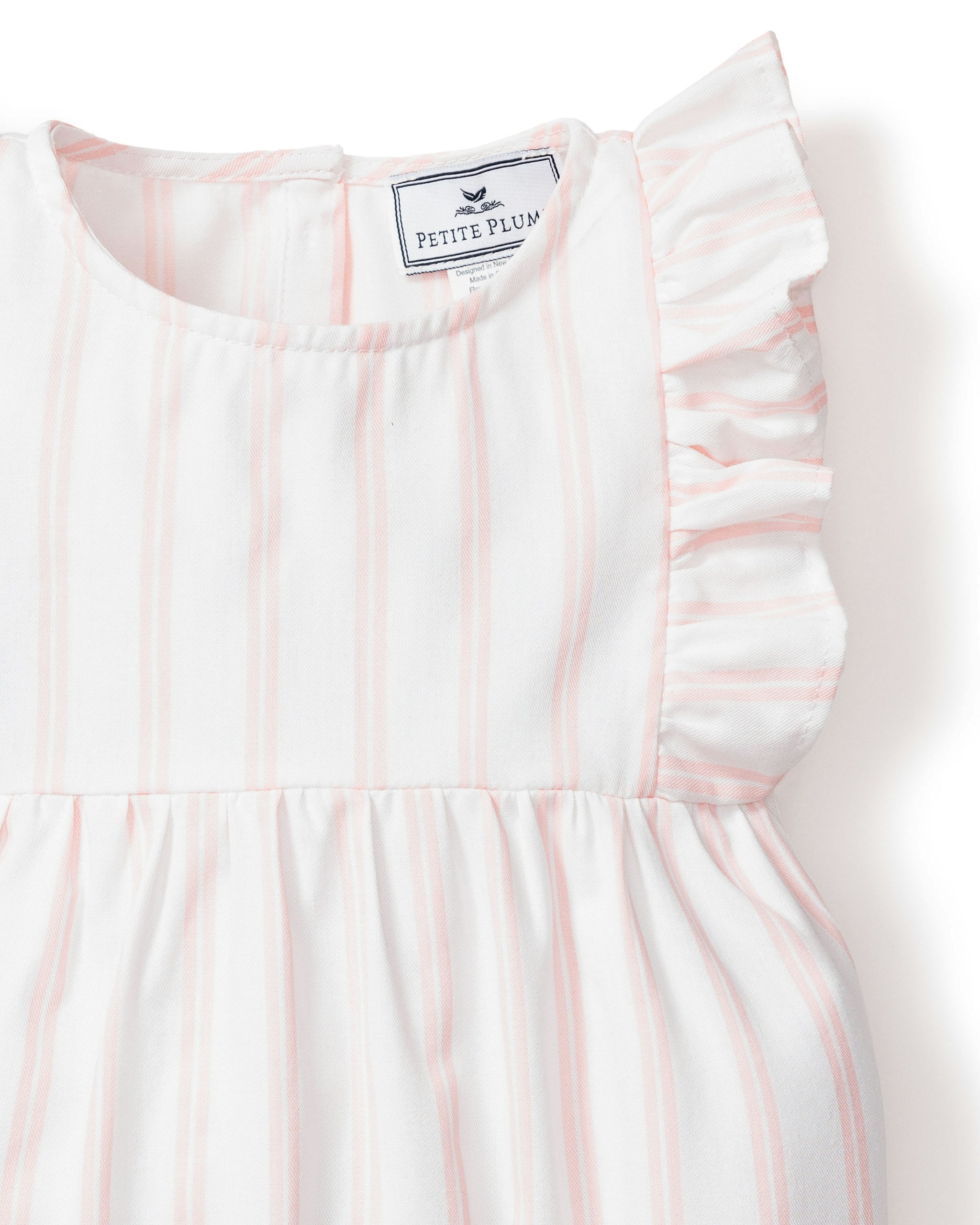 Baby's Twill Ruffled Romper in Pink And White Stripe in Pink and White Stripe#Color_Pink and White Stripe