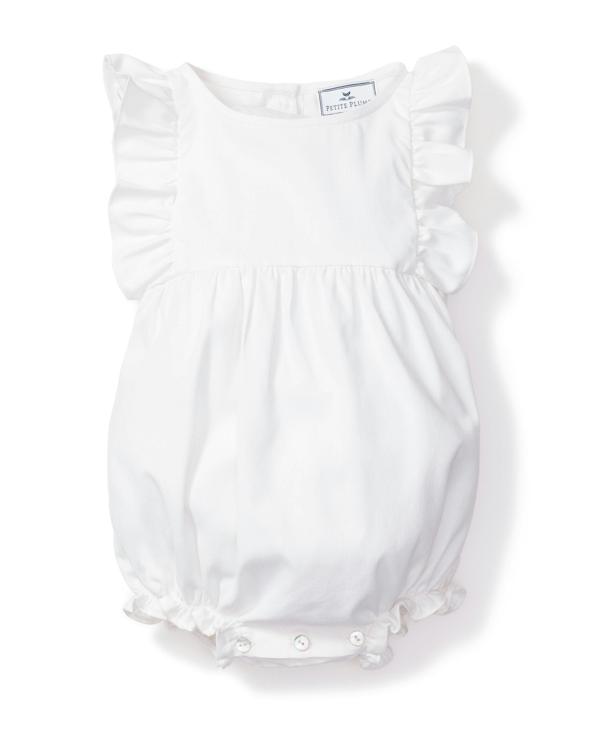 Baby's Twill Ruffled Romper in Bateau in White#Color_White