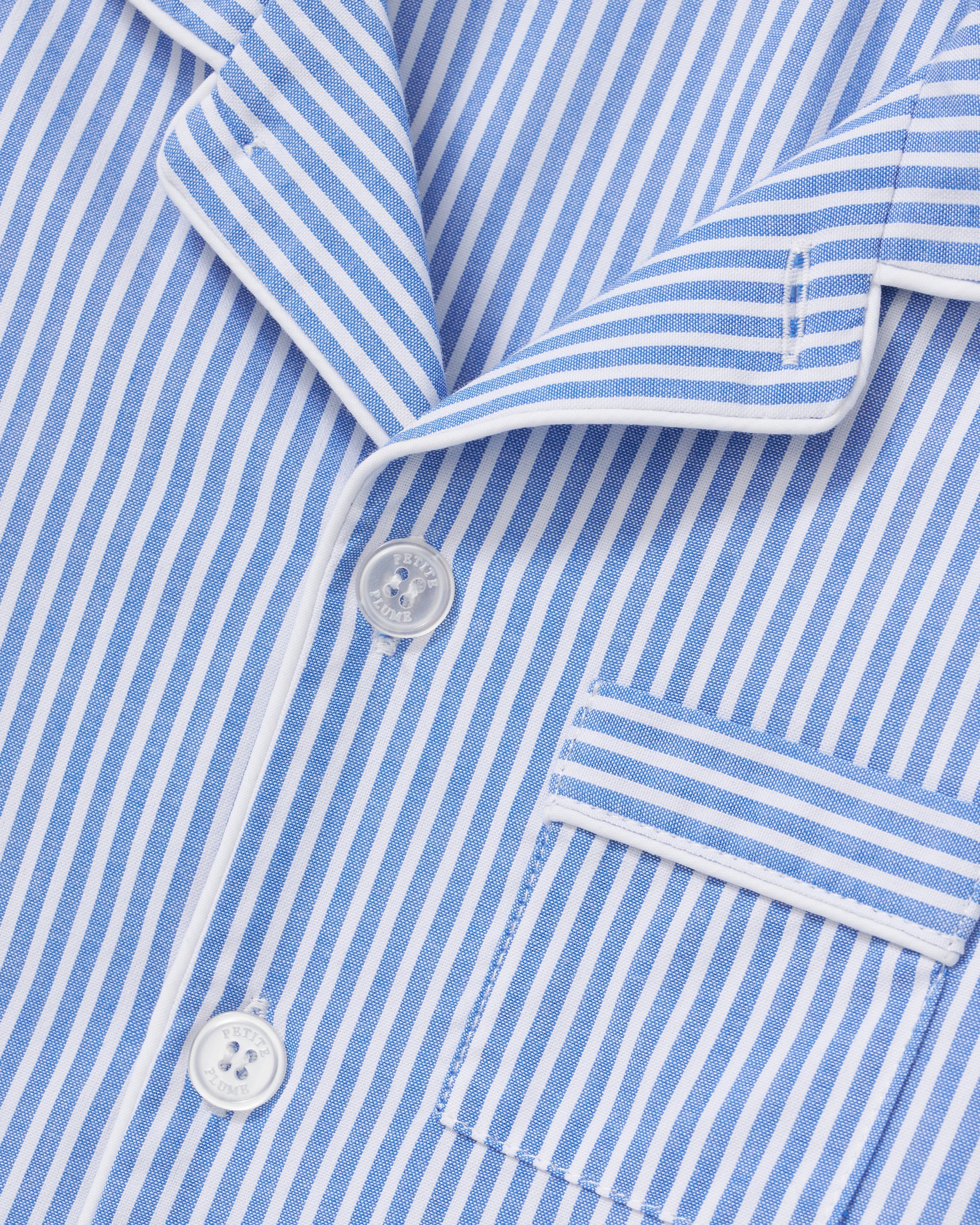 Kid's Twill Pajama Short Set in French Blue Heritage Stripe