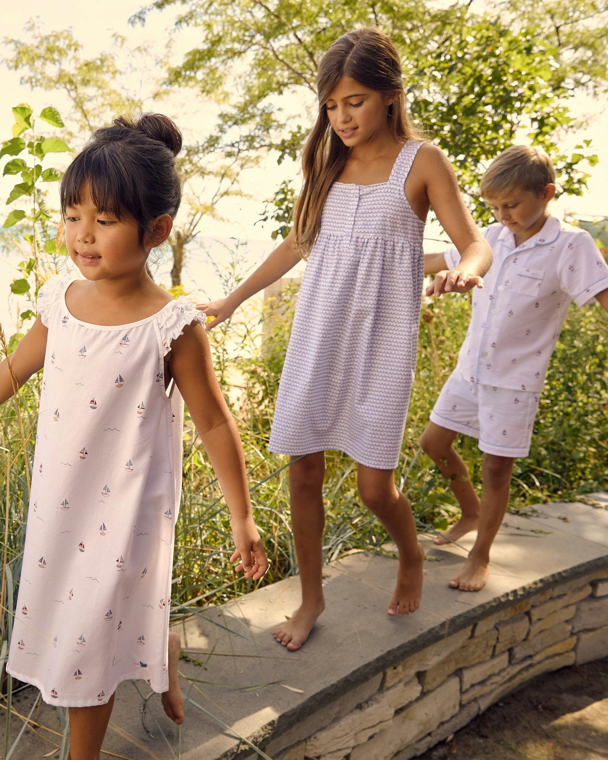 Kid's Twill Short Set in Anchors Away in Bateau#Color_Bateau