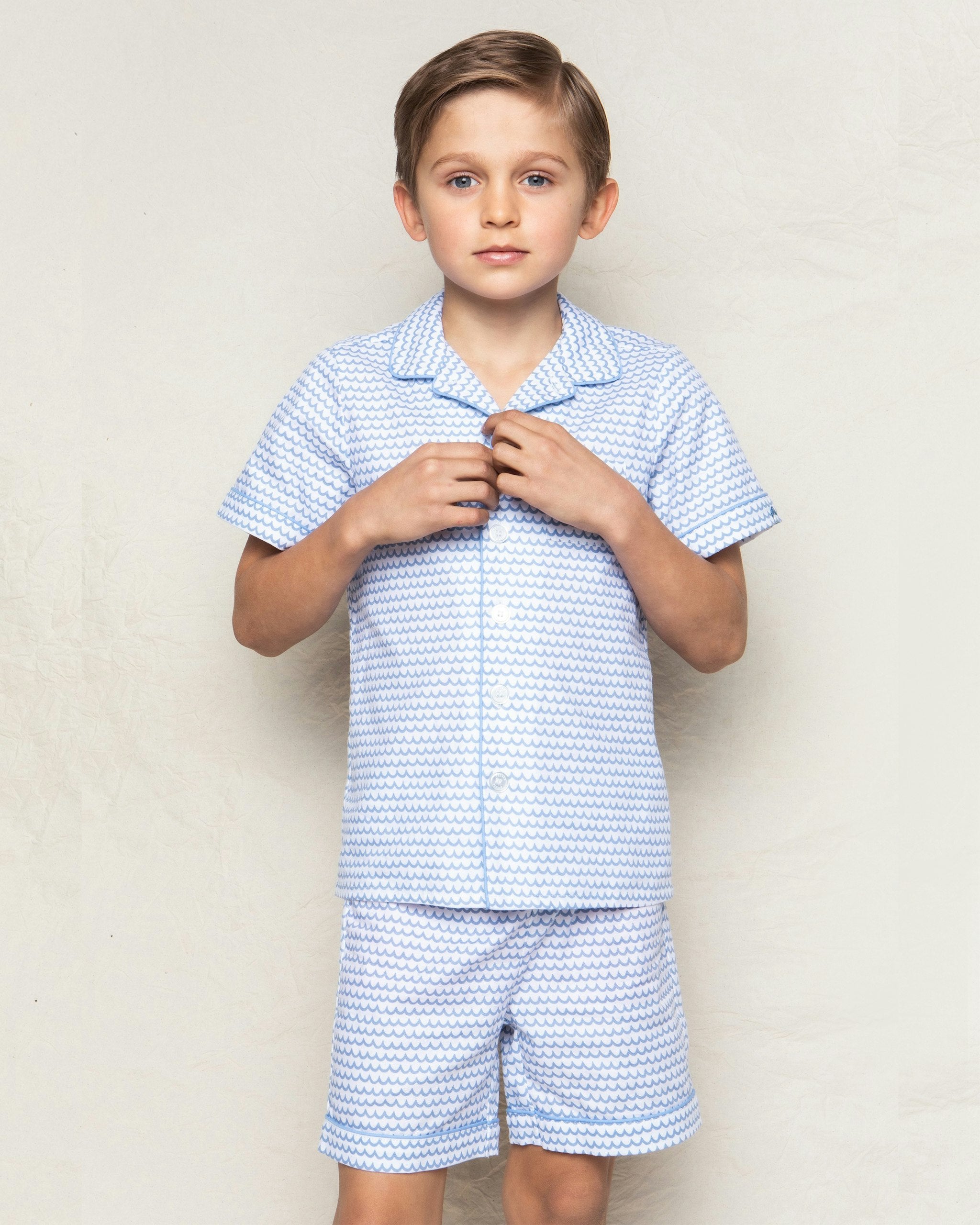 Kid's Twill Short Set in Anchors Away in La Mer#Color_La Mer