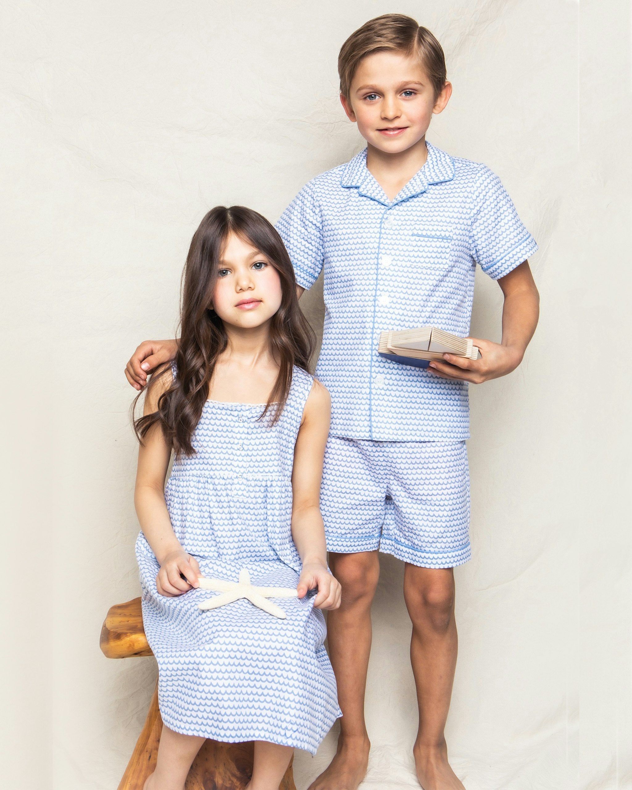 Kid's Twill Short Set in Anchors Away in La Mer#Color_La Mer