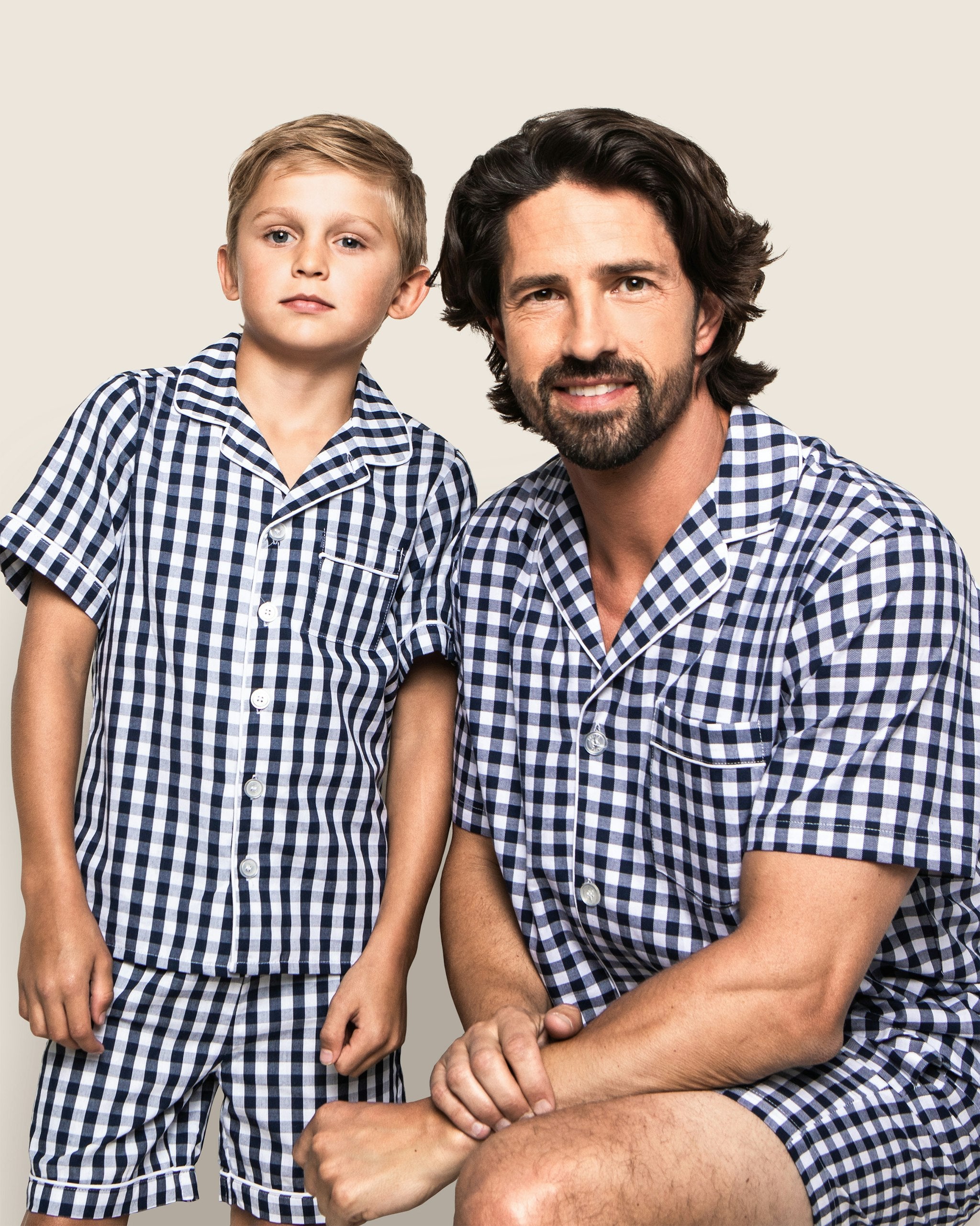 Kid's Twill Short Set in Light Blue Gingham in Navy Gingham#Color_Navy Gingham