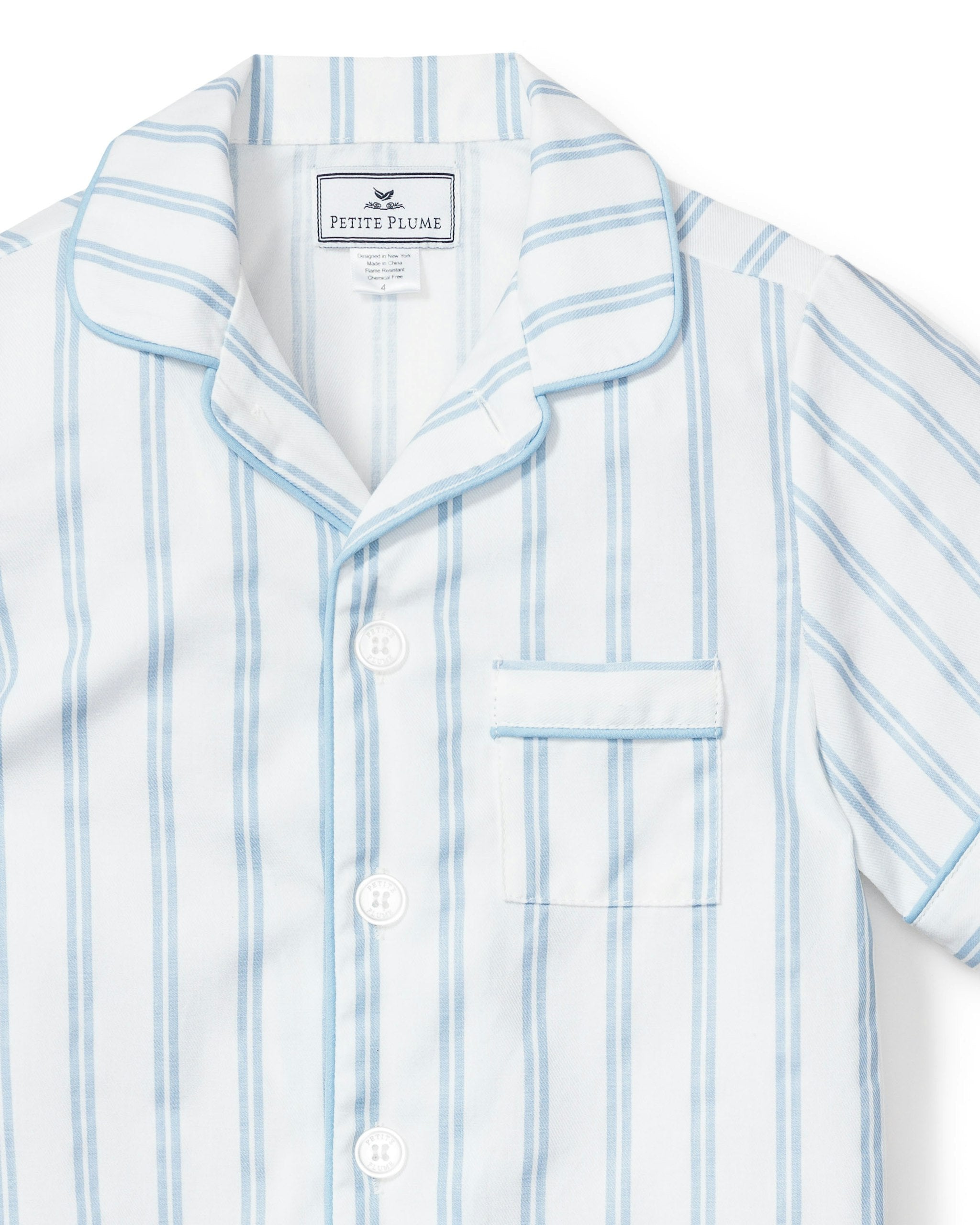 Kid's Twill Short Set in Periwinkle Stripe in Periwinkle and White Stripe#Color_Periwinkle and White Stripe