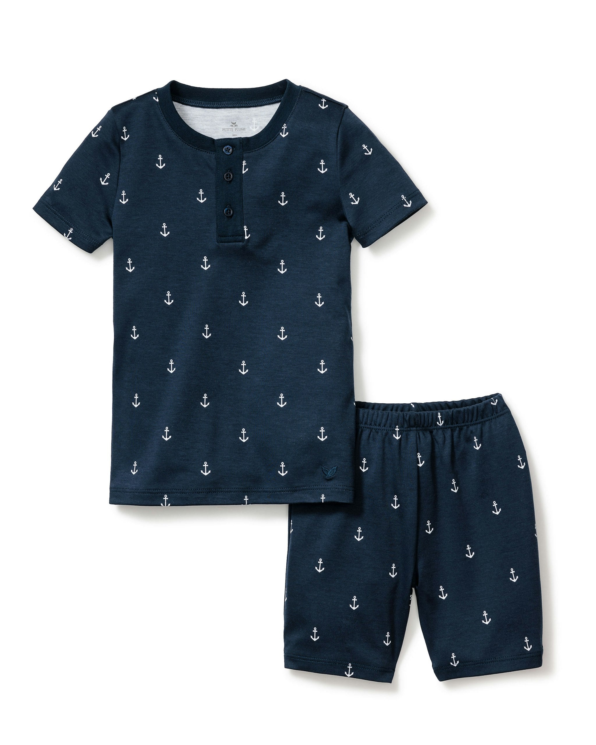 Kid's Pima Snug Fit Short Set in Bateau in Portsmouth Anchors#Color_Portsmouth Anchors