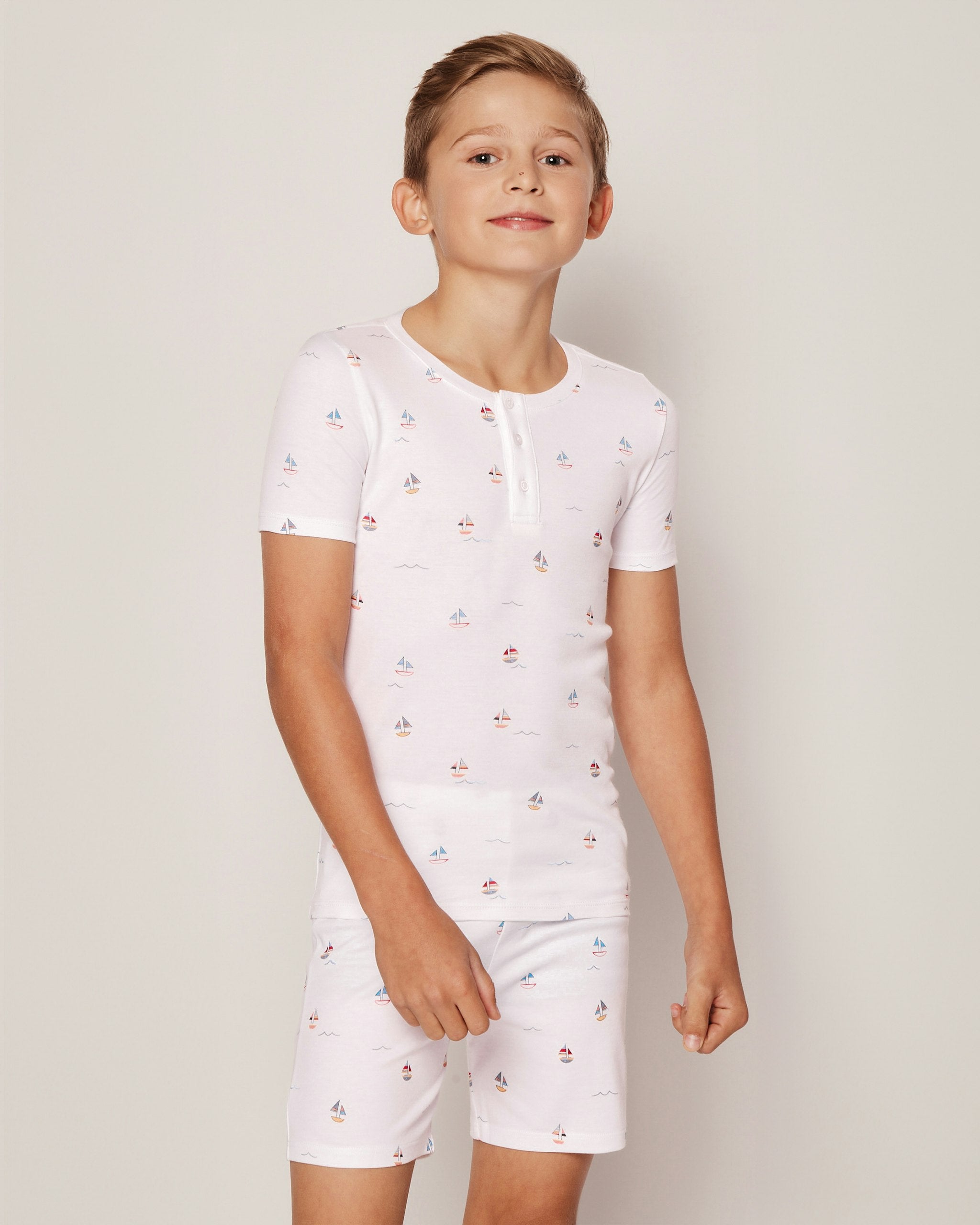Kid's Pima Snug Fit Short Set in La Mer in Bateau#Color_Bateau
