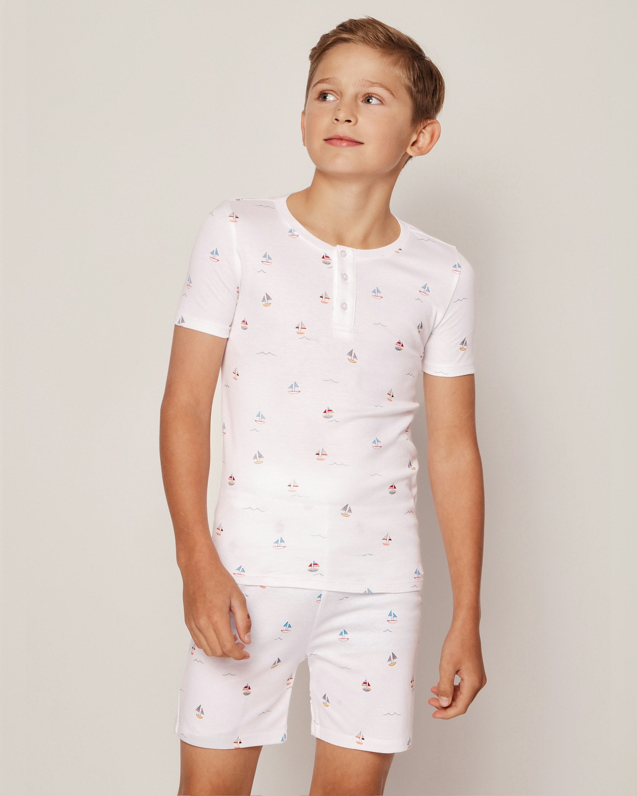 Kid's Pima Snug Fit Short Set in La Mer in Bateau#Color_Bateau