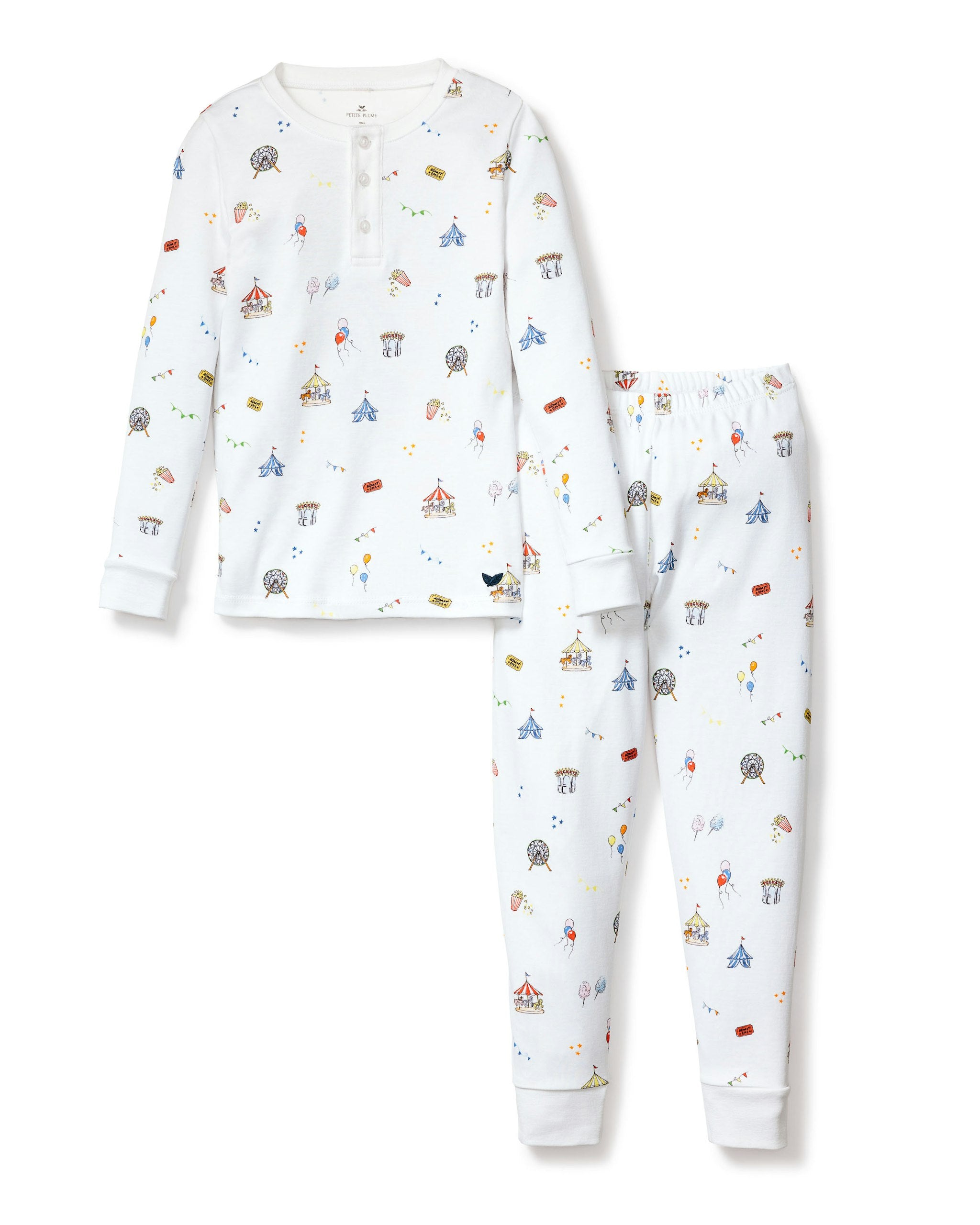 Kid's Pima Snug Fit Pajama Set in Grey Elephant in Carnival Memories#Color_Carnival Memories