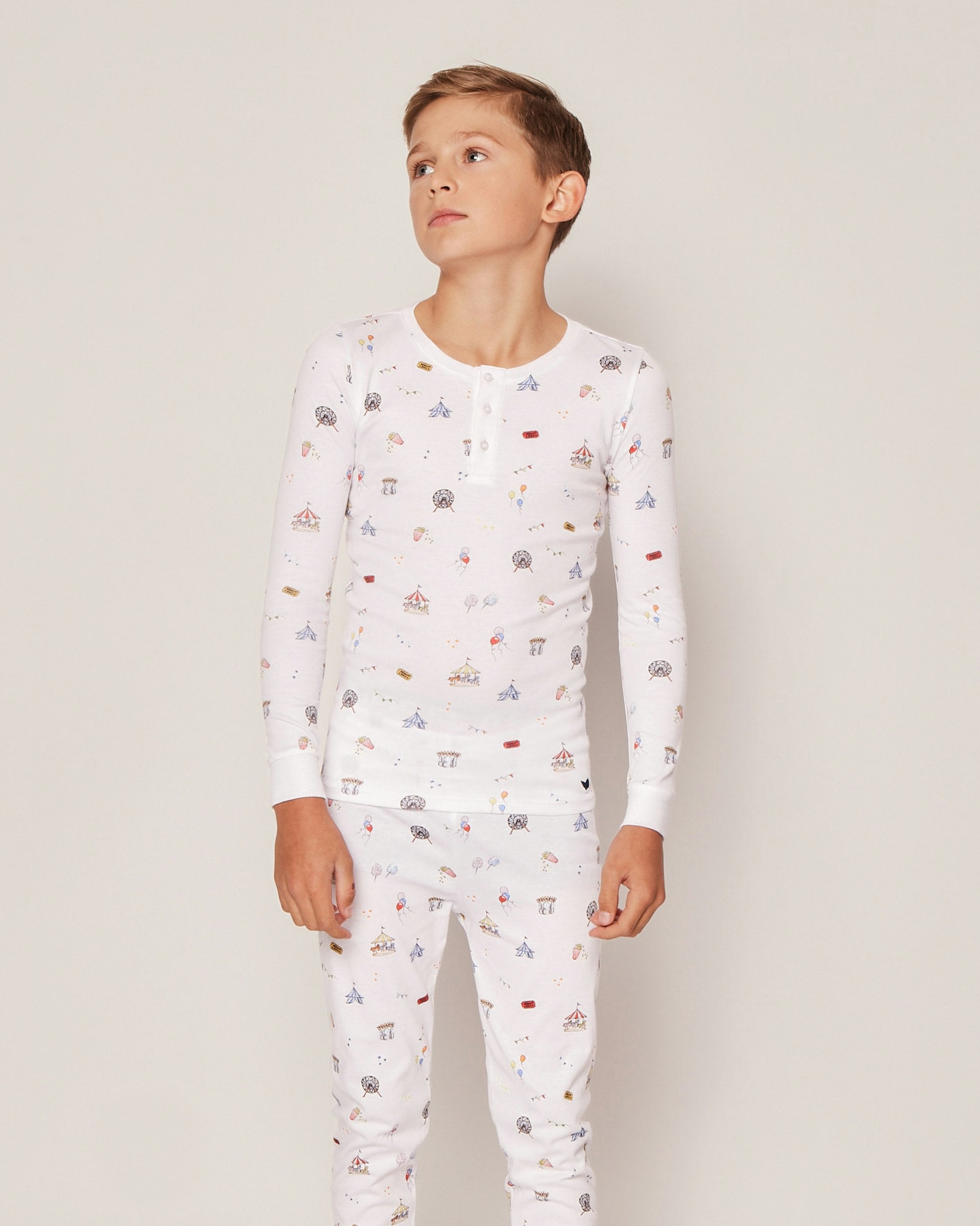 Kid's Pima Snug Fit Pajama Set in Grey Elephant in Carnival Memories#Color_Carnival Memories