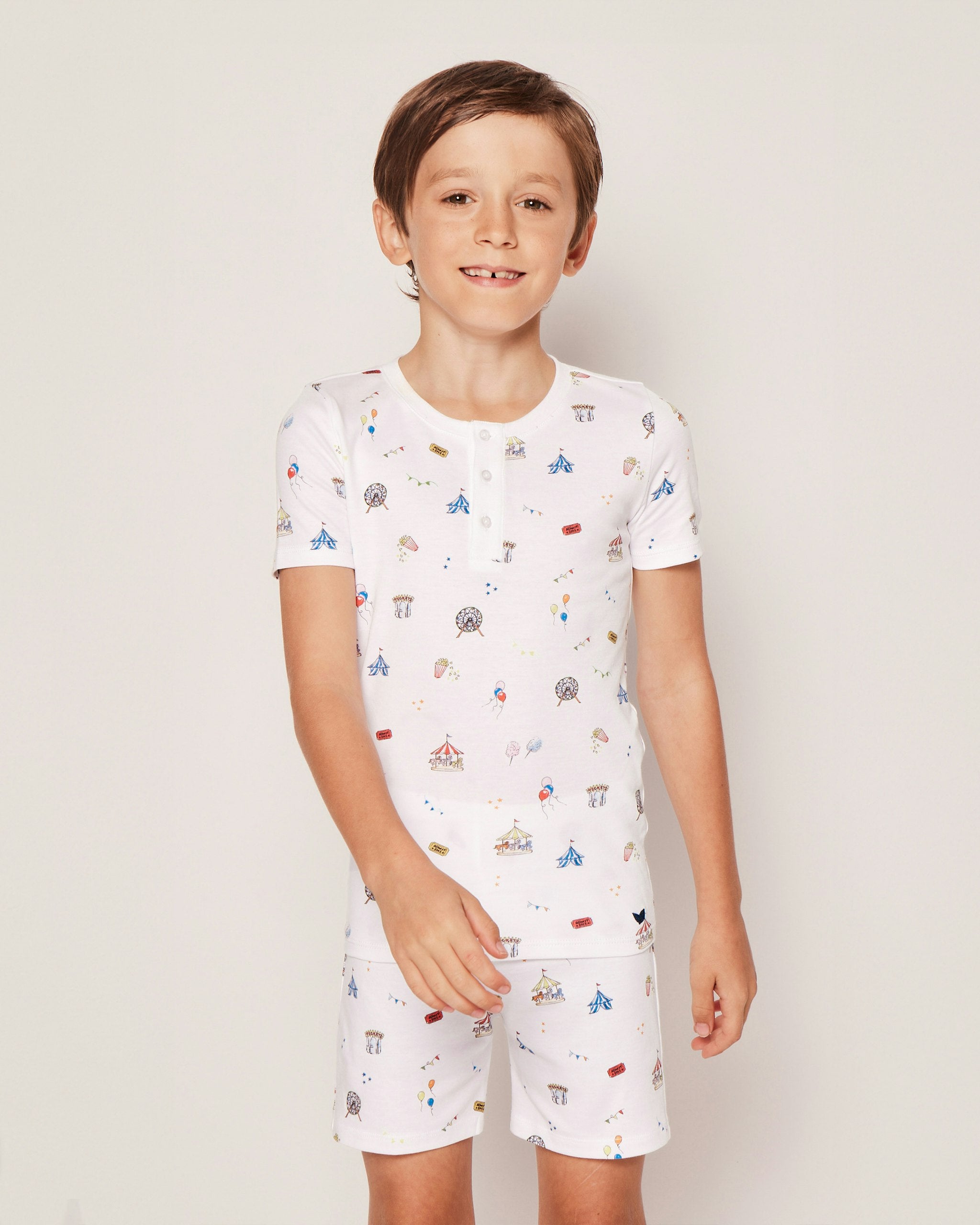 Kid's Pima Snug Fit Pajama Short Set in Whales in Carnival Memories#Color_Carnival Memories