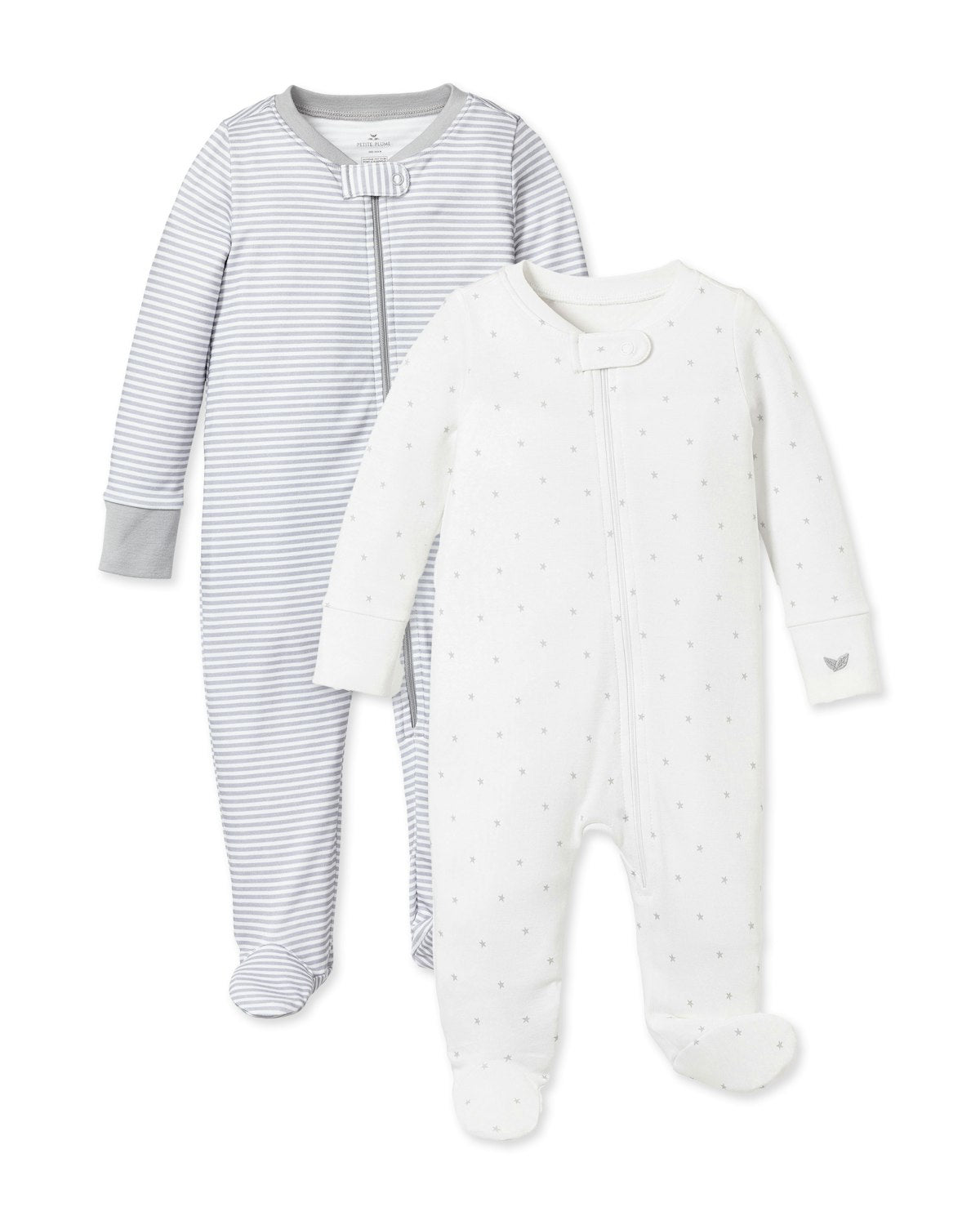 Baby's Pima Romper Duo in Grey Stripes & Grey Stars in Grey Stripes#Color_Grey Stripes