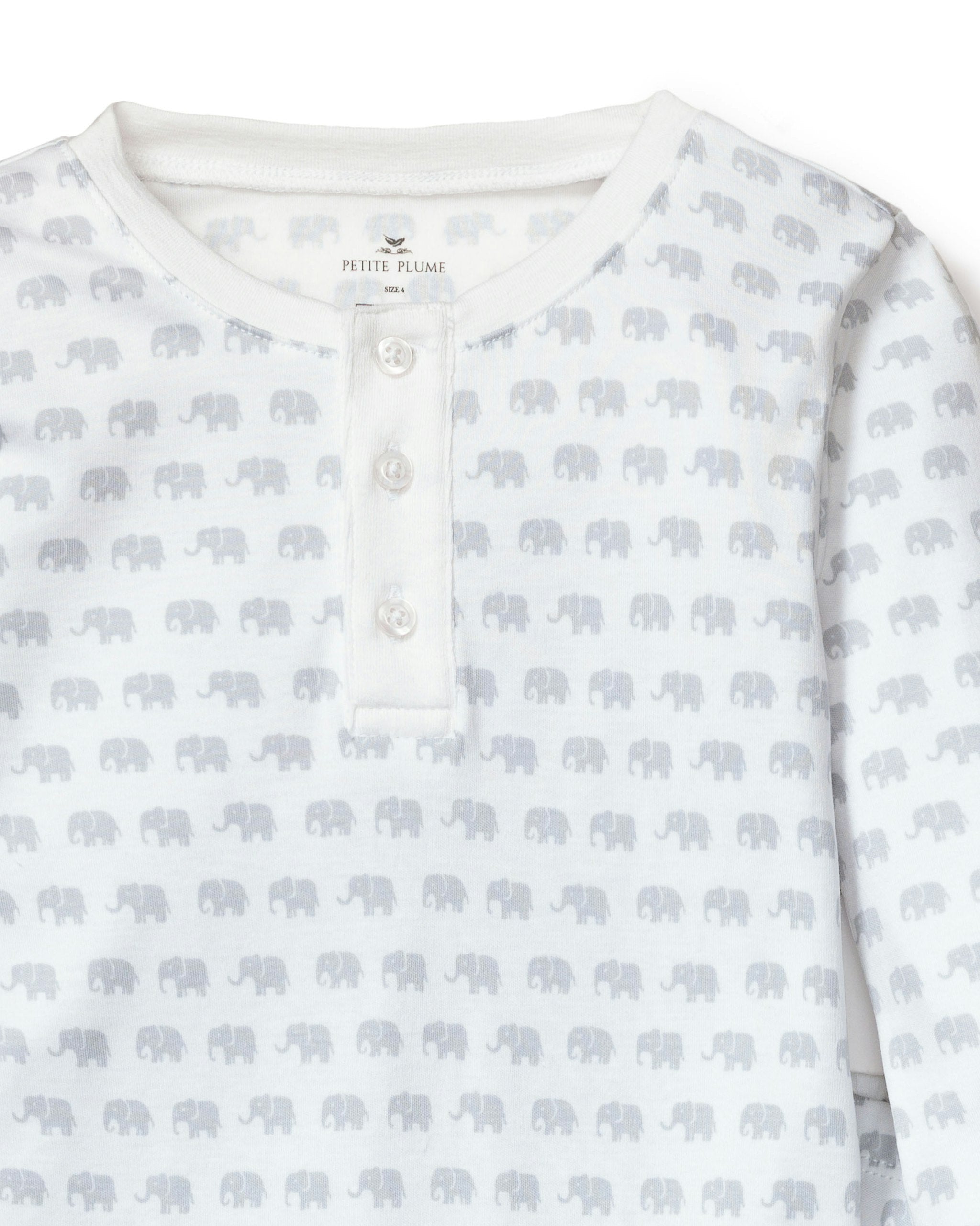 Kid's Pima Snug Fit Pajama Set in Grey Elephant in Grey Elephant#Color_Grey Elephant