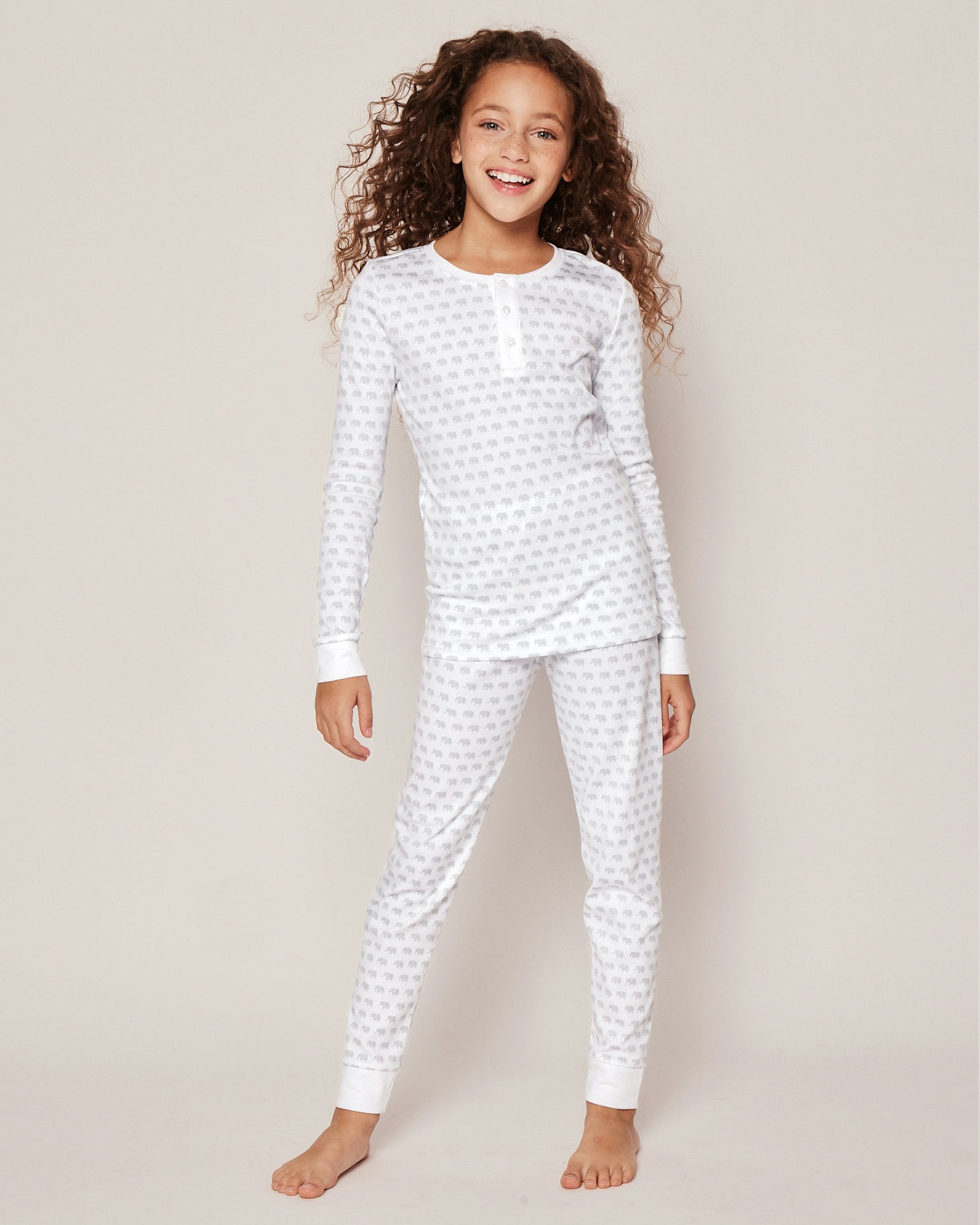 Kid's Pima Snug Fit Pajama Set in Grey Elephant in Grey Elephant#Color_Grey Elephant
