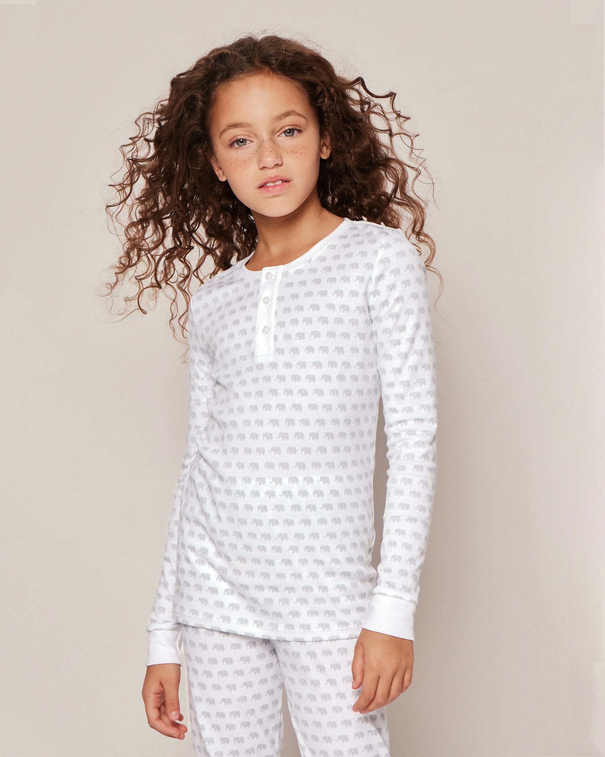 Kid's Pima Snug Fit Pajama Set in Grey Elephant in Grey Elephant#Color_Grey Elephant