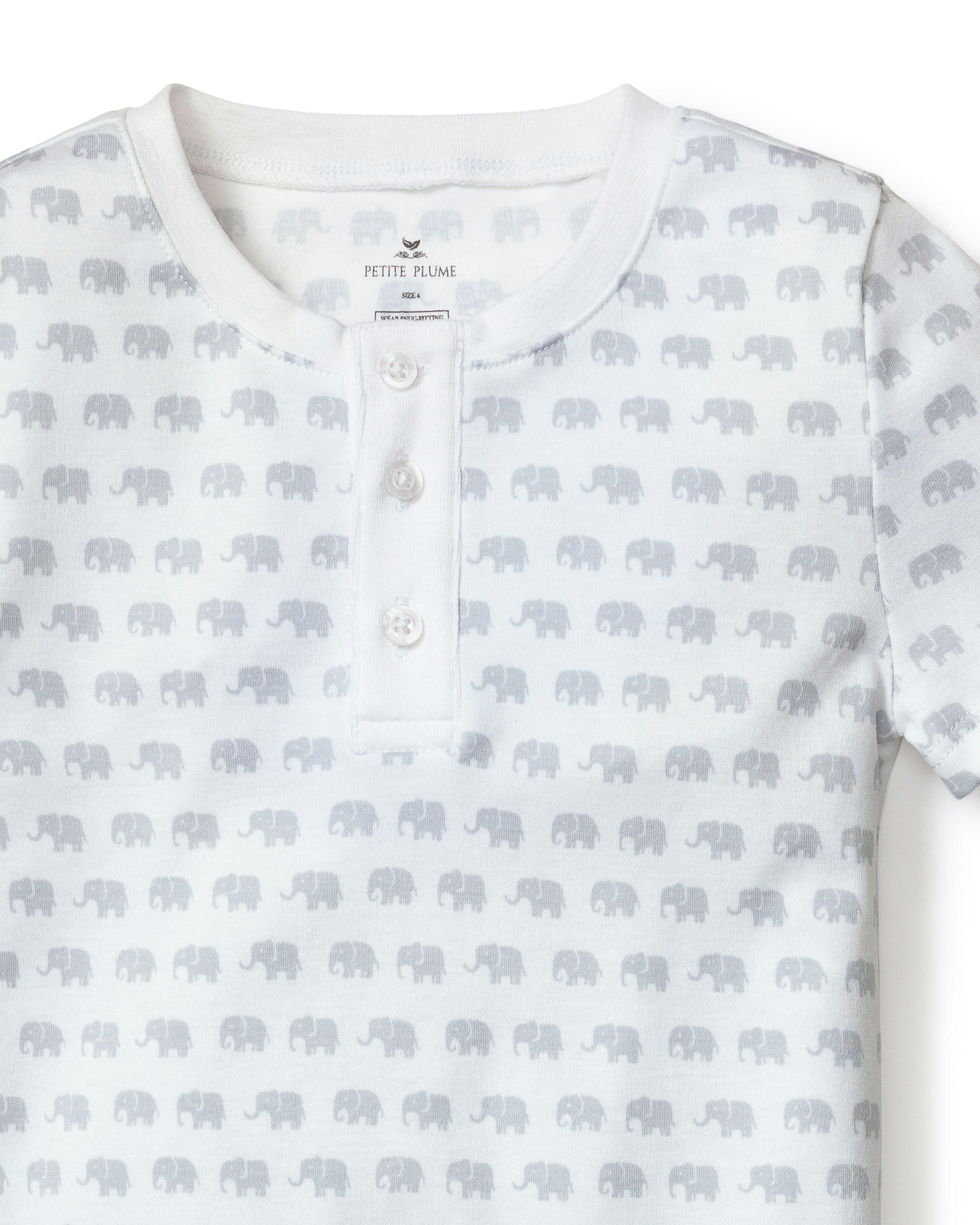 Kid's Pima Snug Fit Pajama Short Set in Whales in Grey Elephant#Color_Grey Elephant