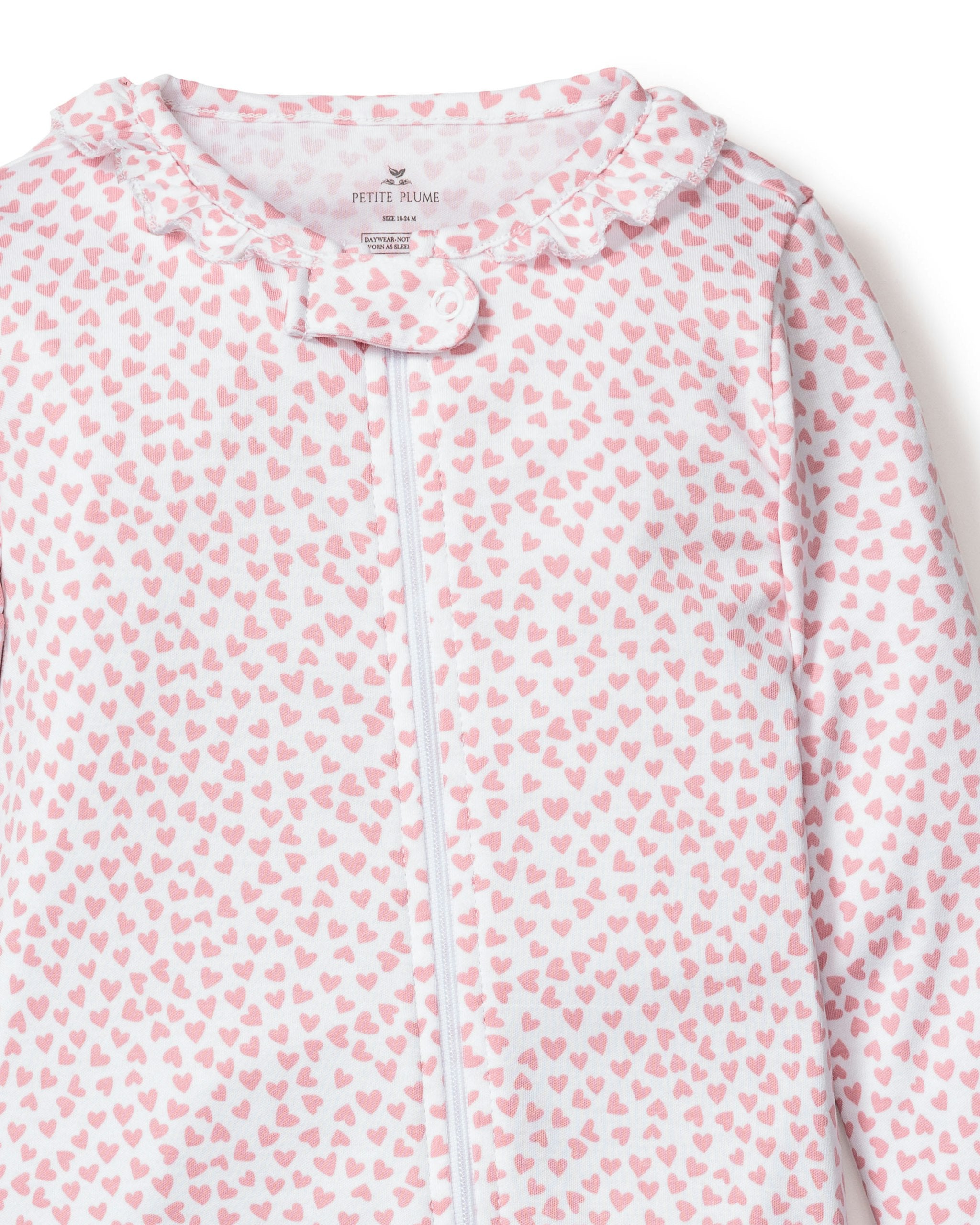 Baby's Pima Ruffle Collar Romper in Flamingos in Sweethearts#Color_Sweethearts