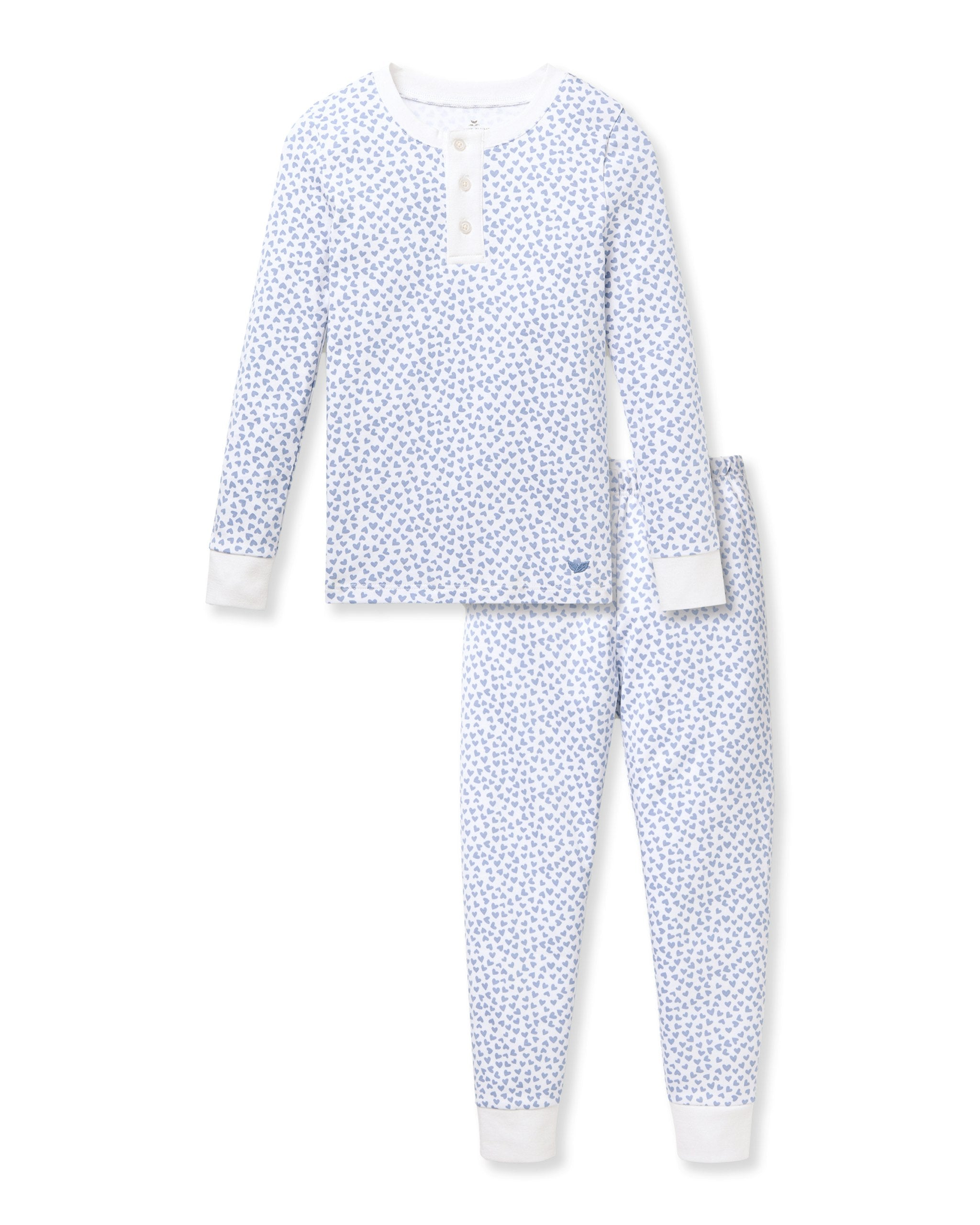 Kid's Pima Snug Fit Pajama Set in Sweethearts in Bluehearts#Color_Bluehearts