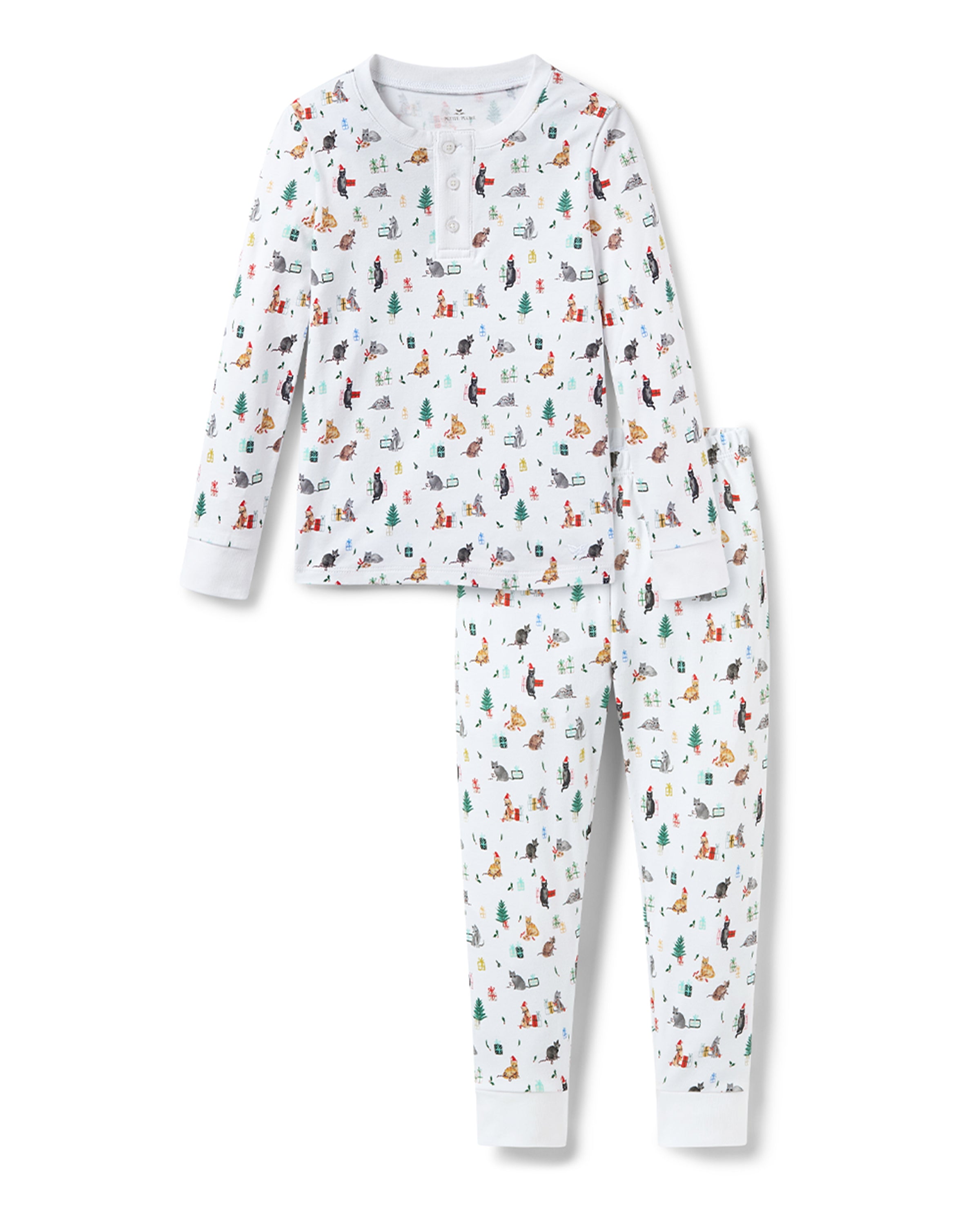 Kid's Pima Snug Fit Pajama Set in Merry Meow