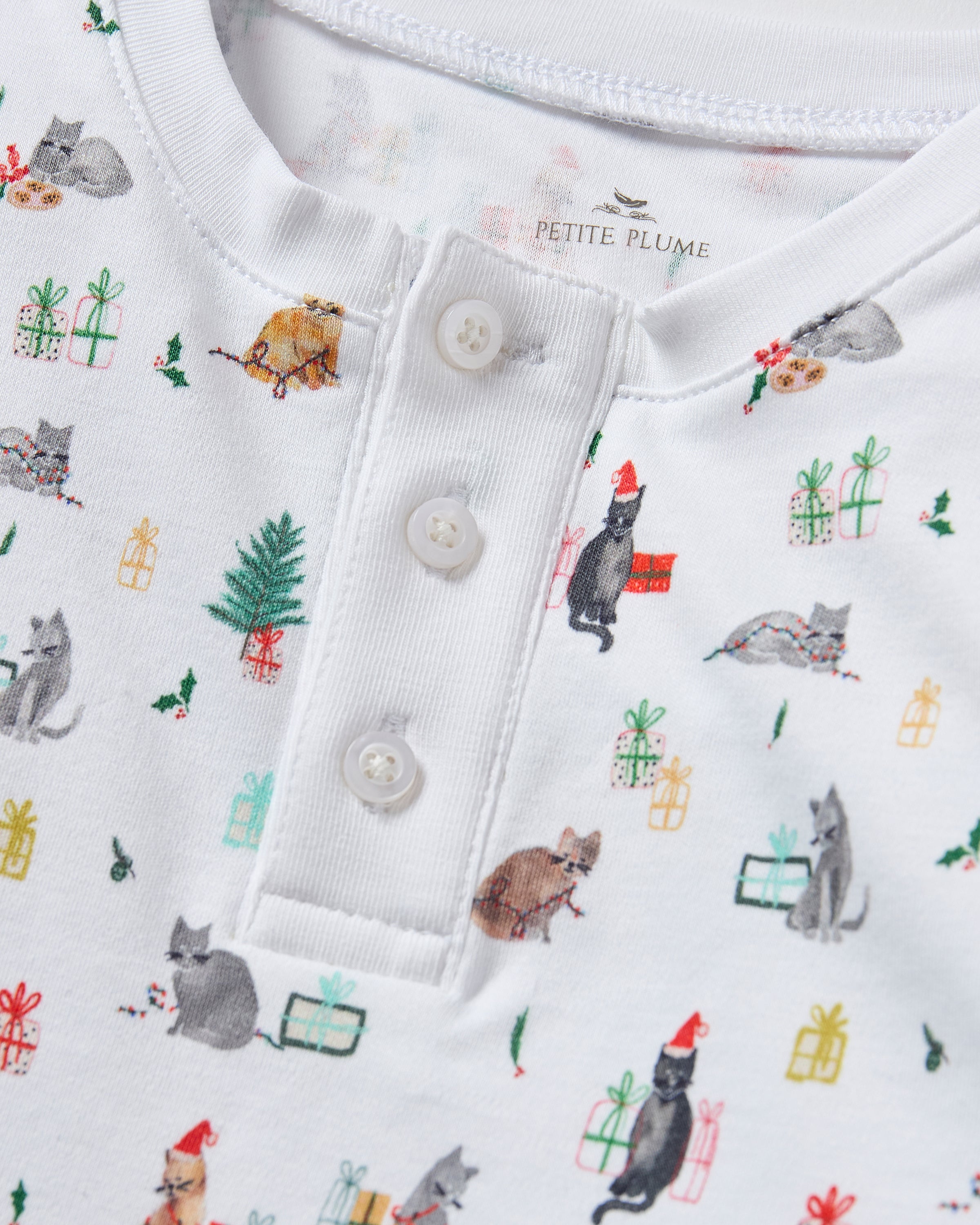Kid's Pima Snug Fit Pajama Set in Merry Meow