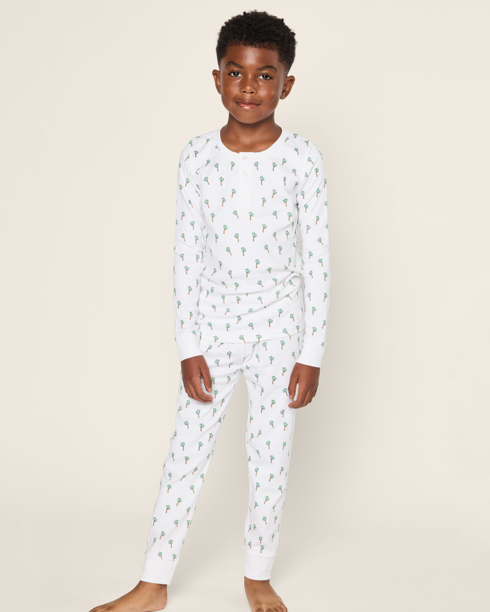 Kids Pima Snug Fit Pajama Set in Palmier in Palmier#Color_Palmier