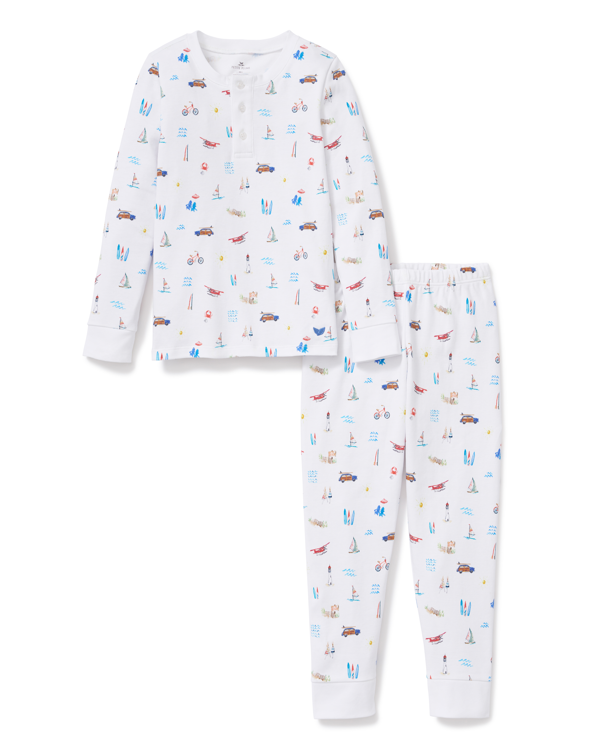 Kid's Pima Snug Fit Pajama Set in Summer Nostalgia