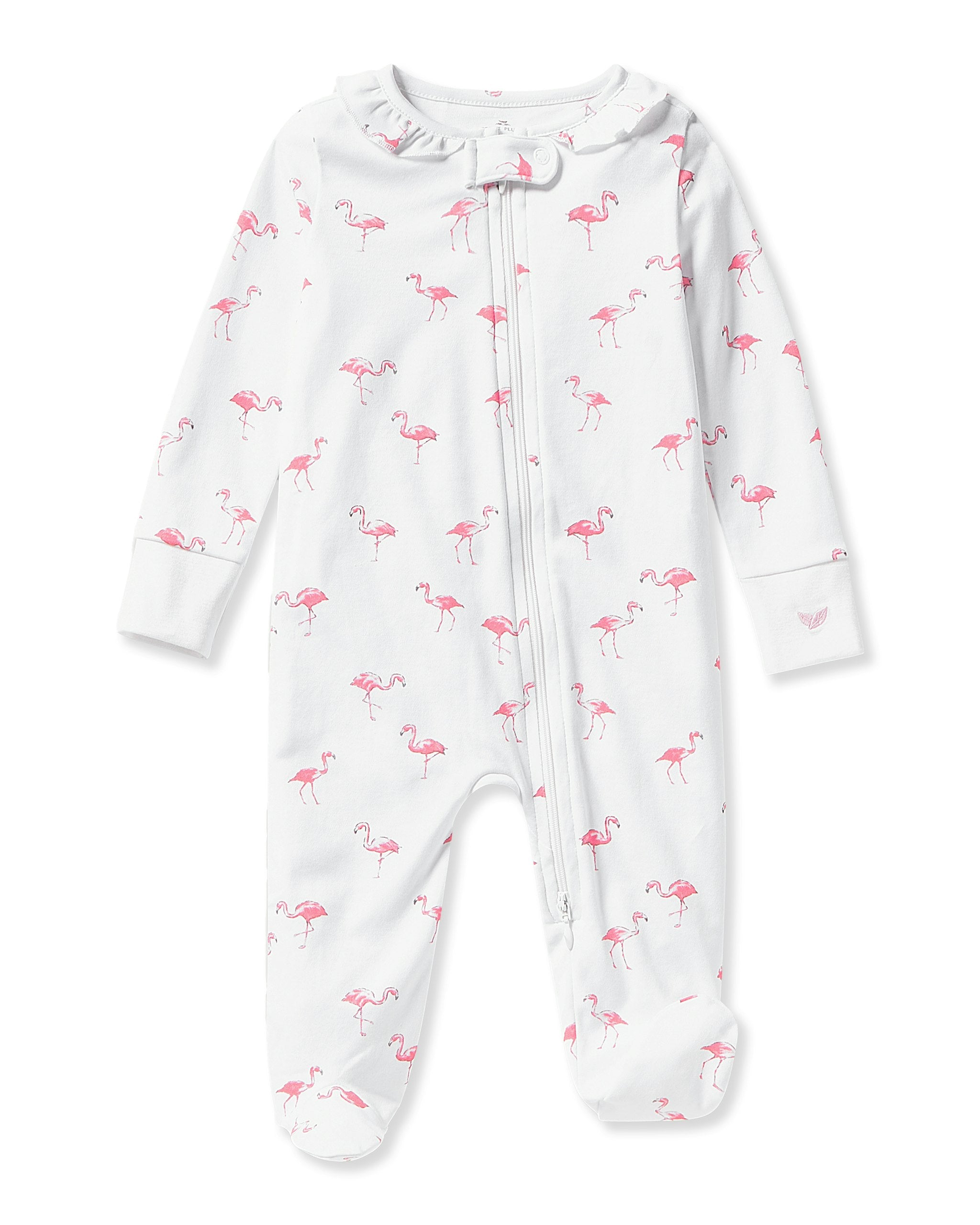 Baby's Pima Ruffle Collar Romper in Flamingos in Flamingos#Color_Flamingos