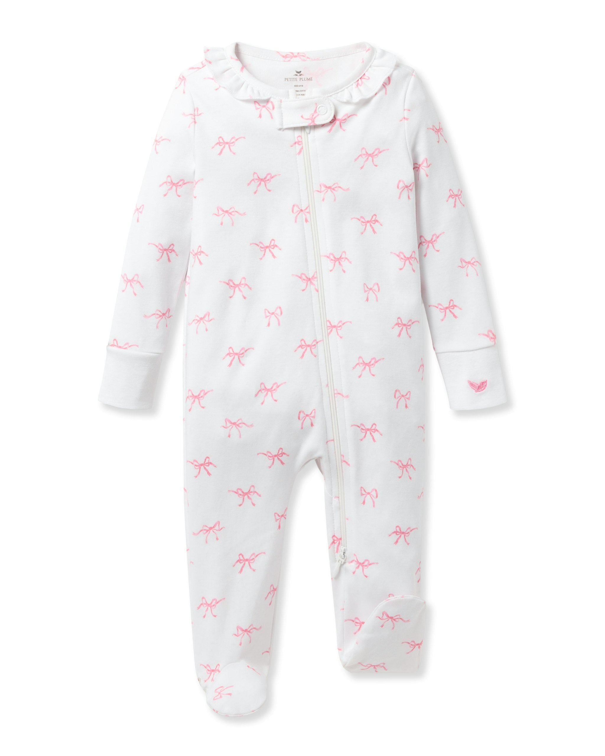 Baby's Pima Ruffle Collar Romper in Flamingos in Blushing Bows#Color_Blushing Bows