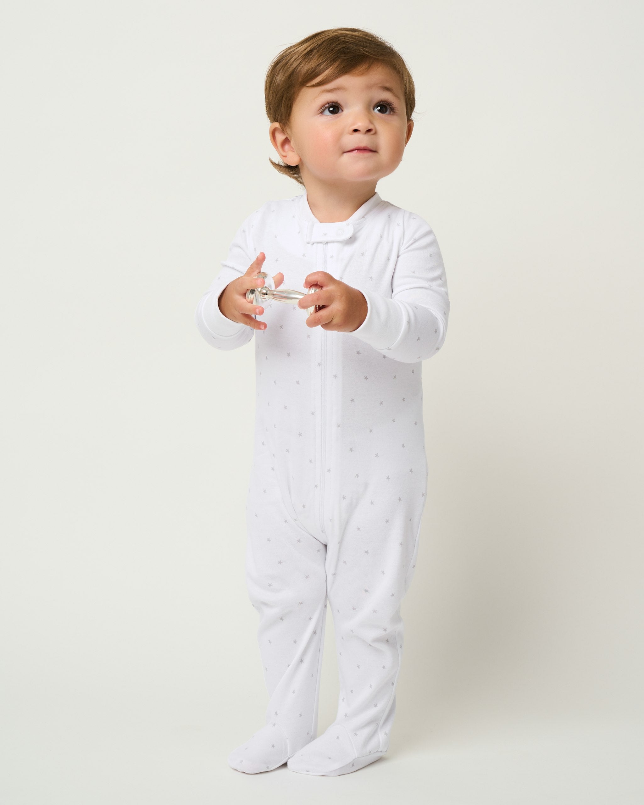 Baby's Pima Romper in La Mer in Grey Stars#Color_Grey Stars