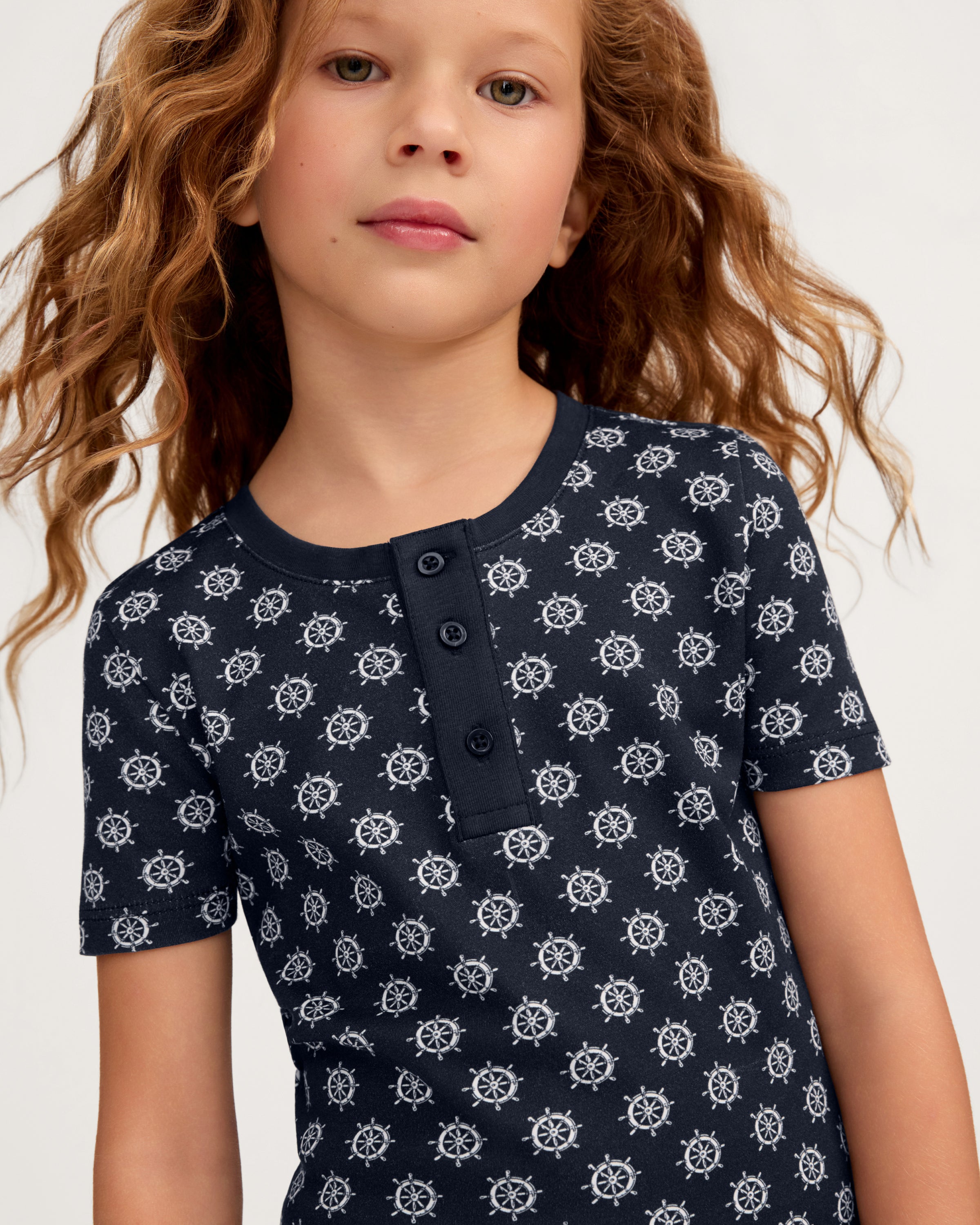 Kid's Pima Snug Fit Short Set in Captain's Compass