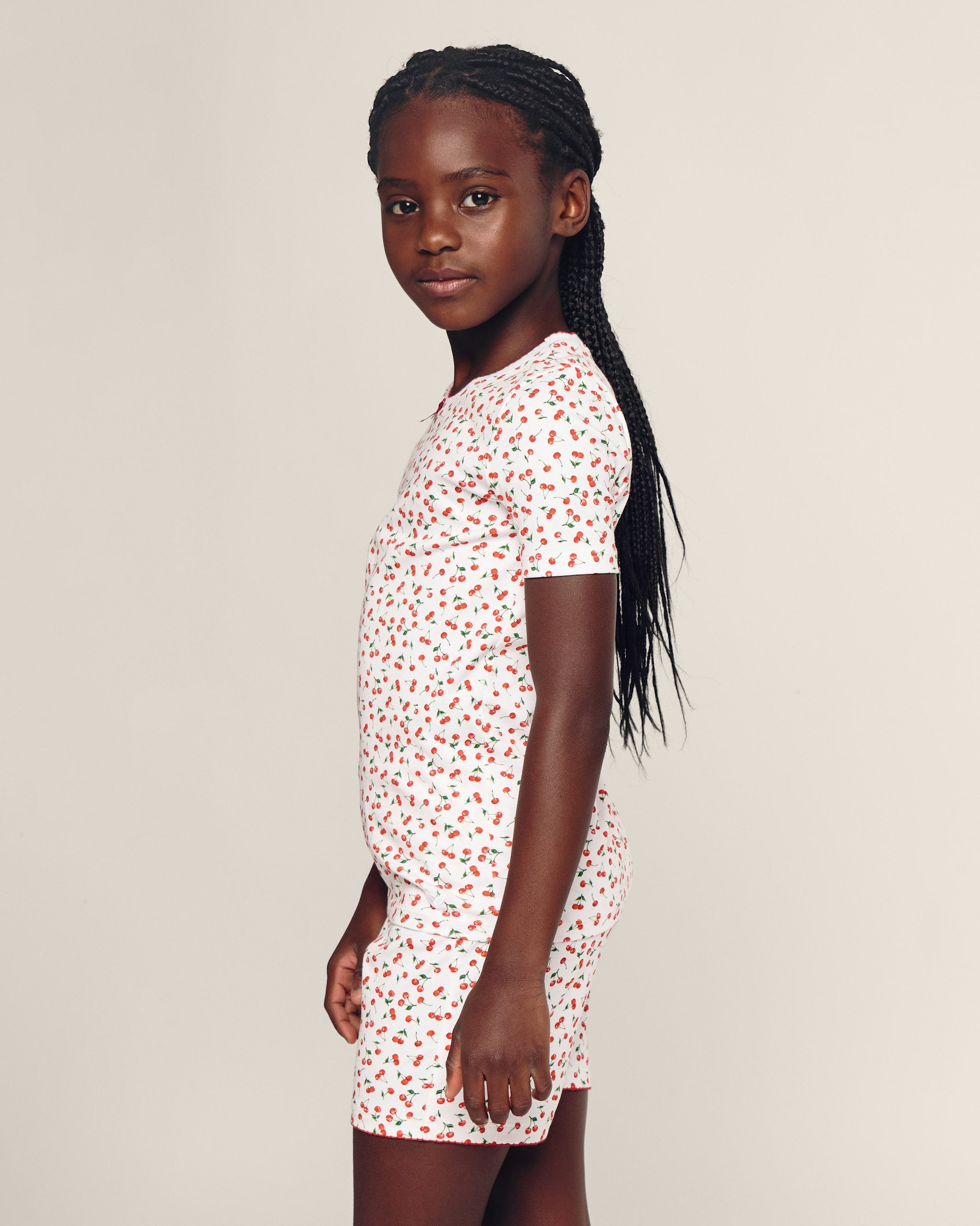 Kid's Pima Snug Fit Short Set in Cherry Orchard in Cherry Orchard#Color_Cherry Orchard