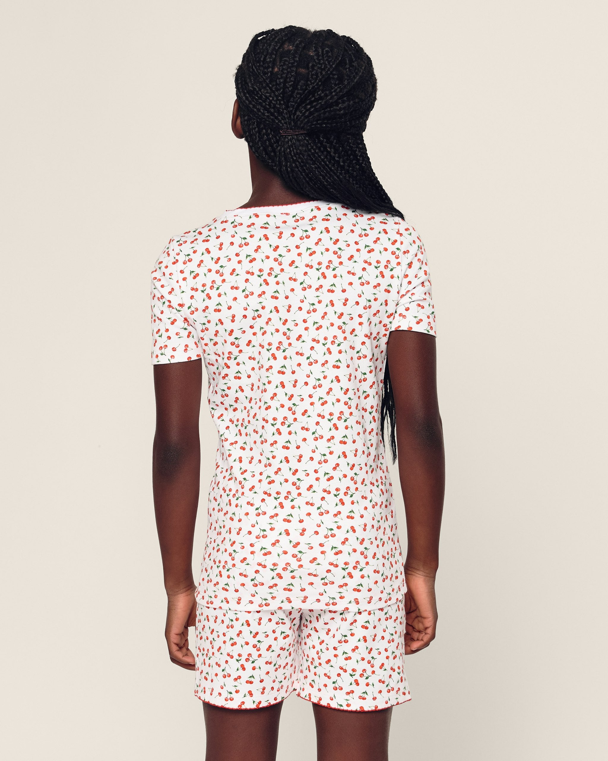 Kid's Pima Snug Fit Short Set in Cherry Orchard in Cherry Orchard#Color_Cherry Orchard