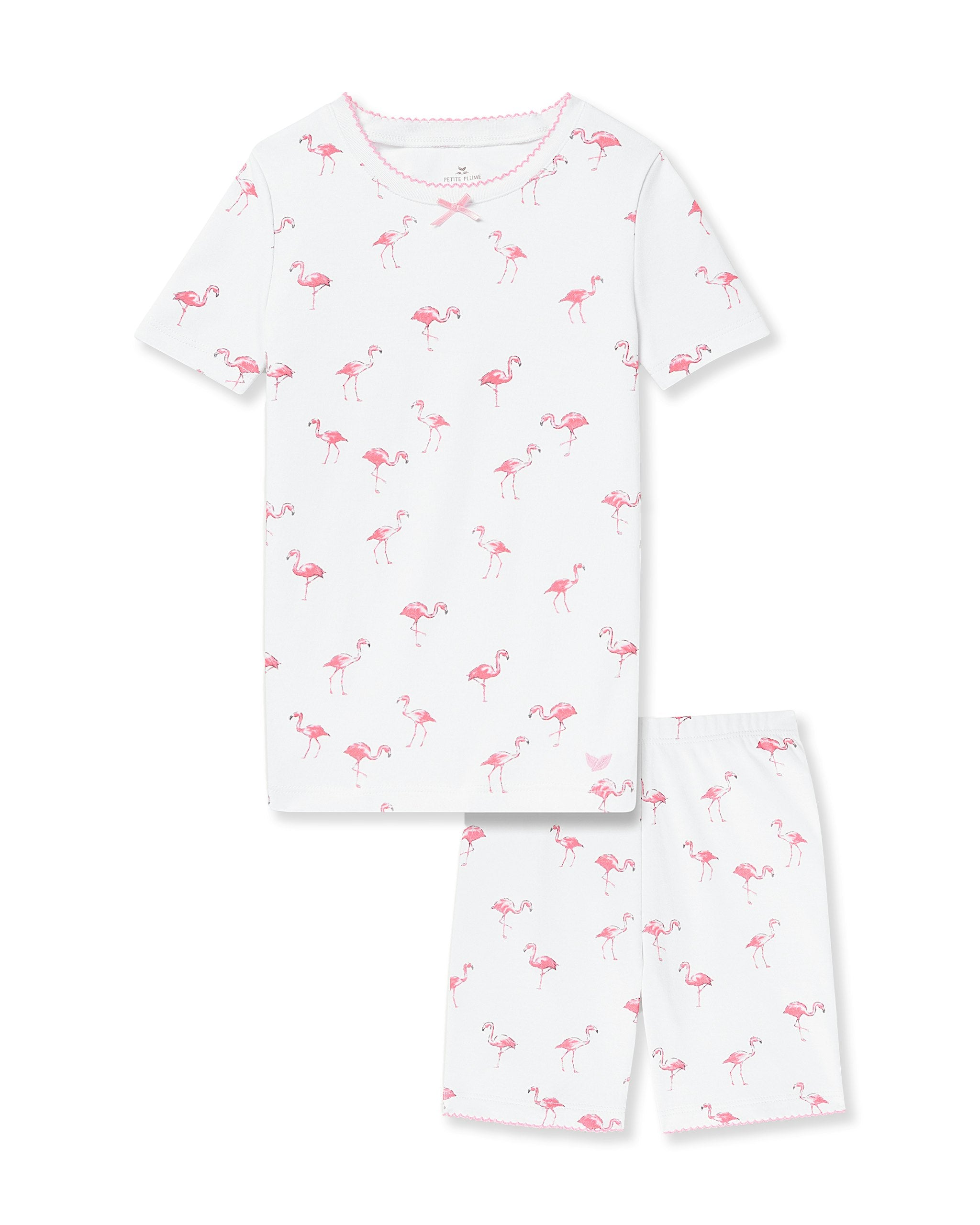 Kid's Pima Snug Fit Short Set in Flamingo in Flamingos#Color_Flamingos